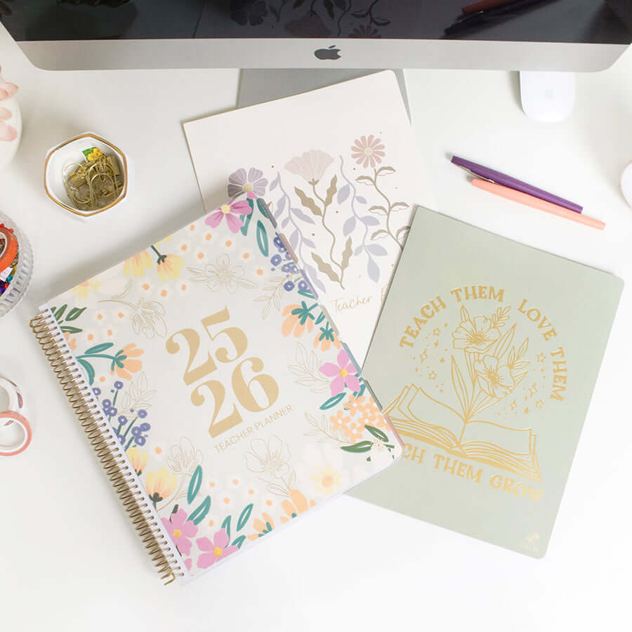 DATED 2025-26 Teacher Planner & Calendar, Interchangeable Cover, Cool Tones