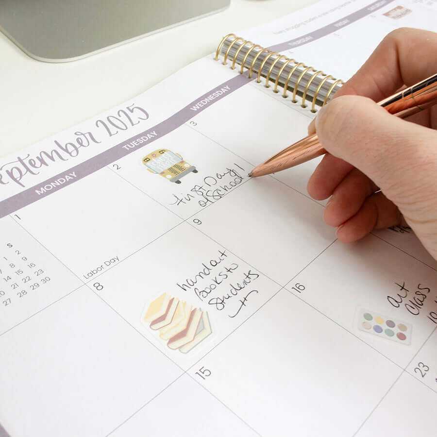 DATED 2025-26 Teacher Planner & Calendar, Interchangeable Cover, Cool Tones