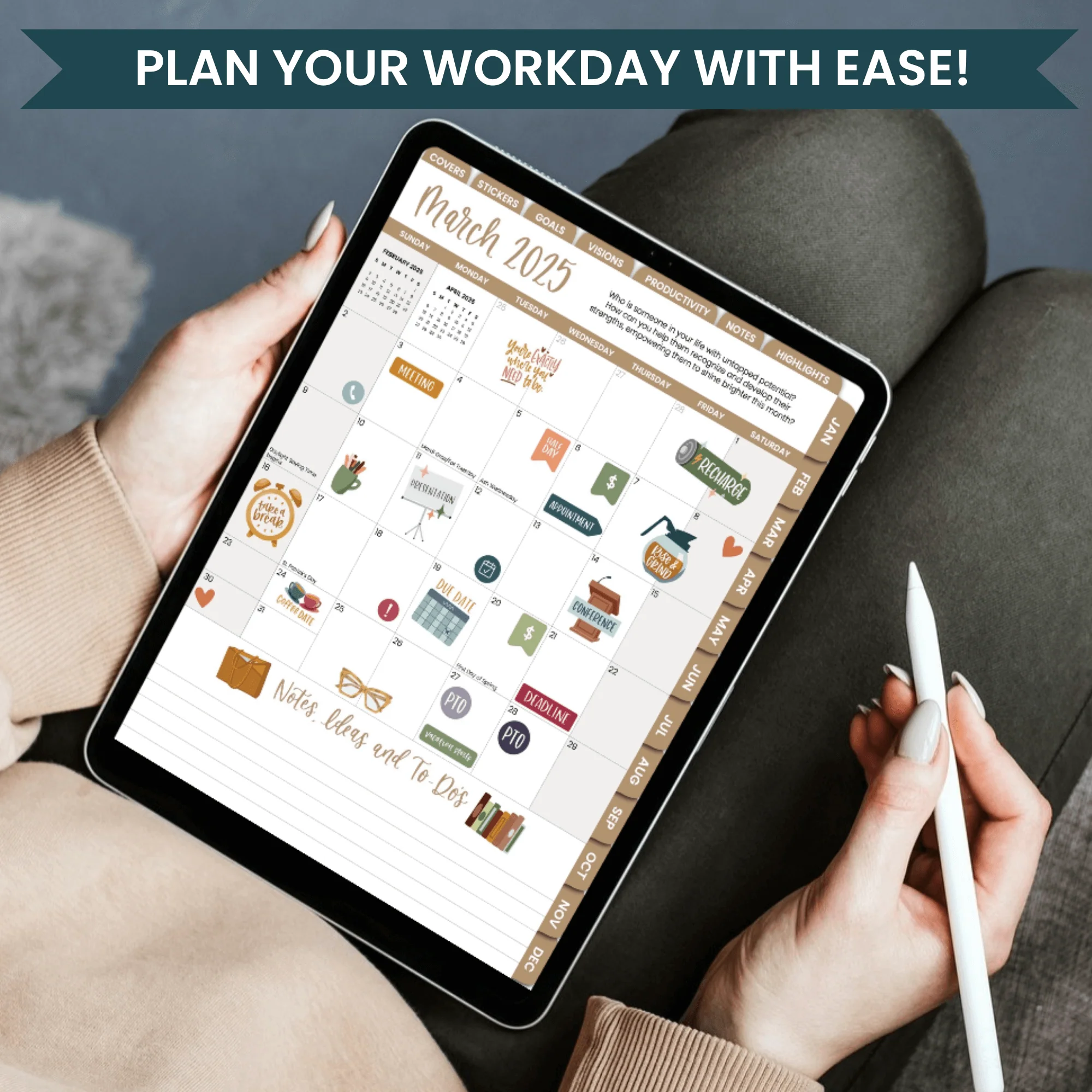 Digital Planner Stickers, Workday Essentials