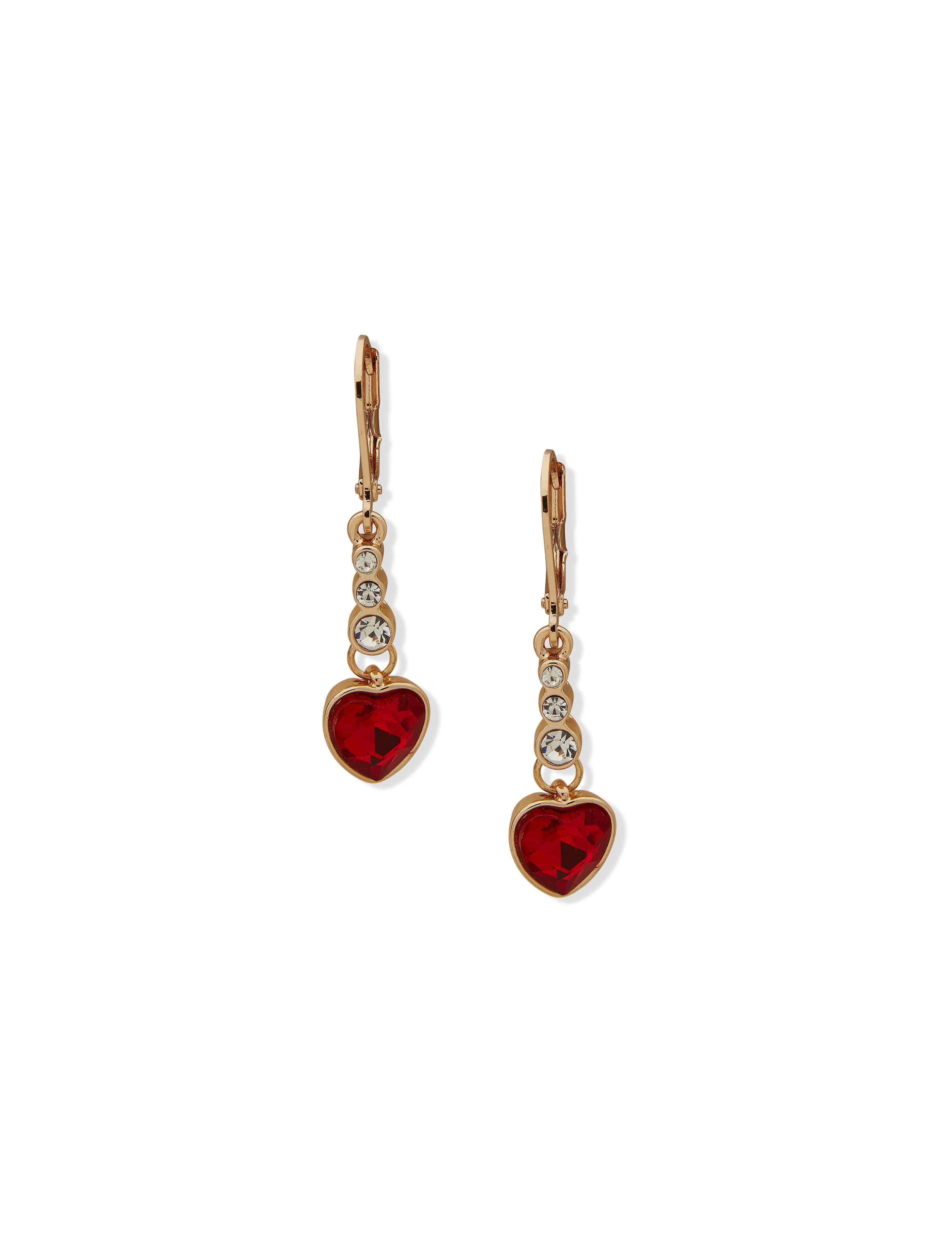 Heart Motif Drop Earrings