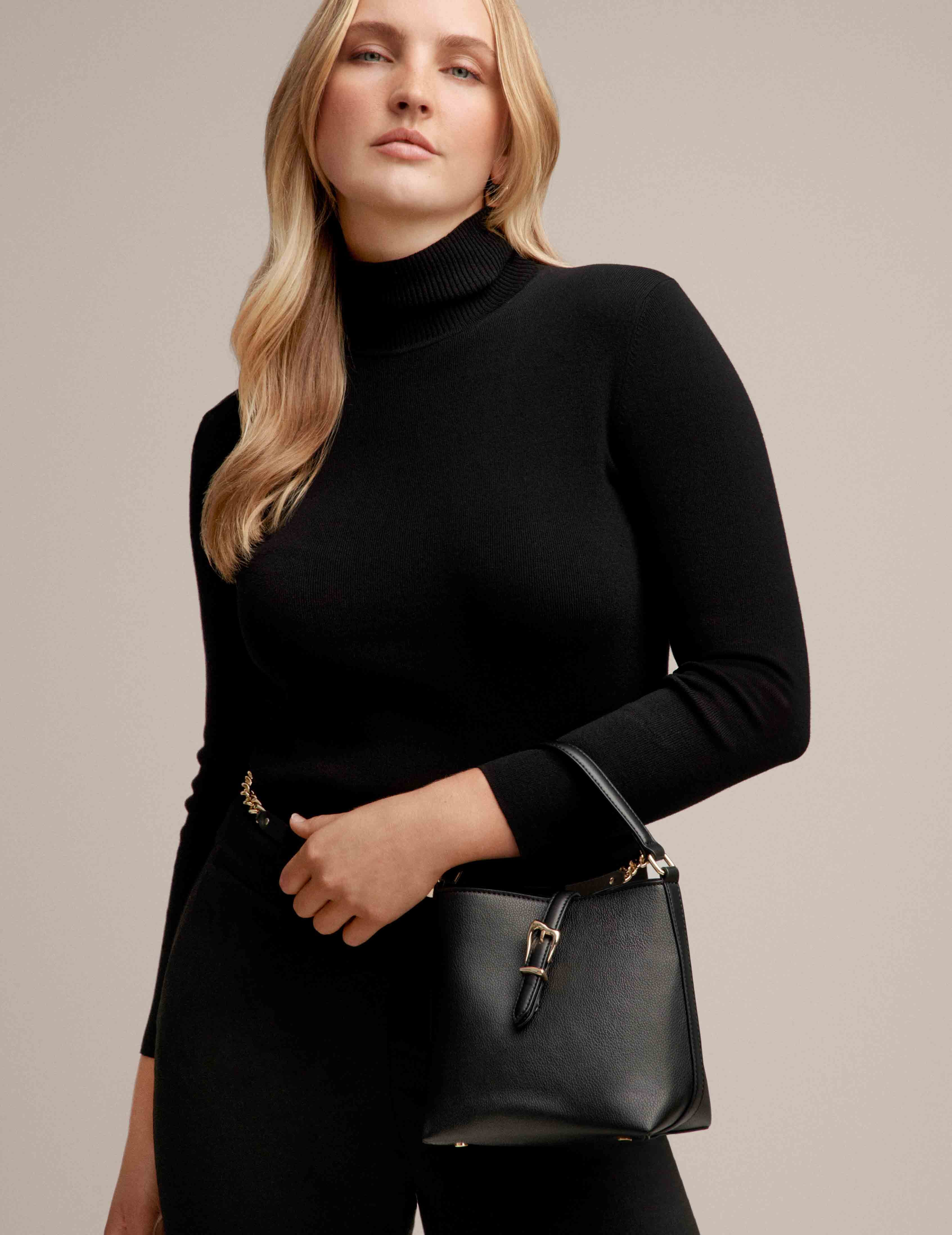 Sculpted Buckle Bucket Bag