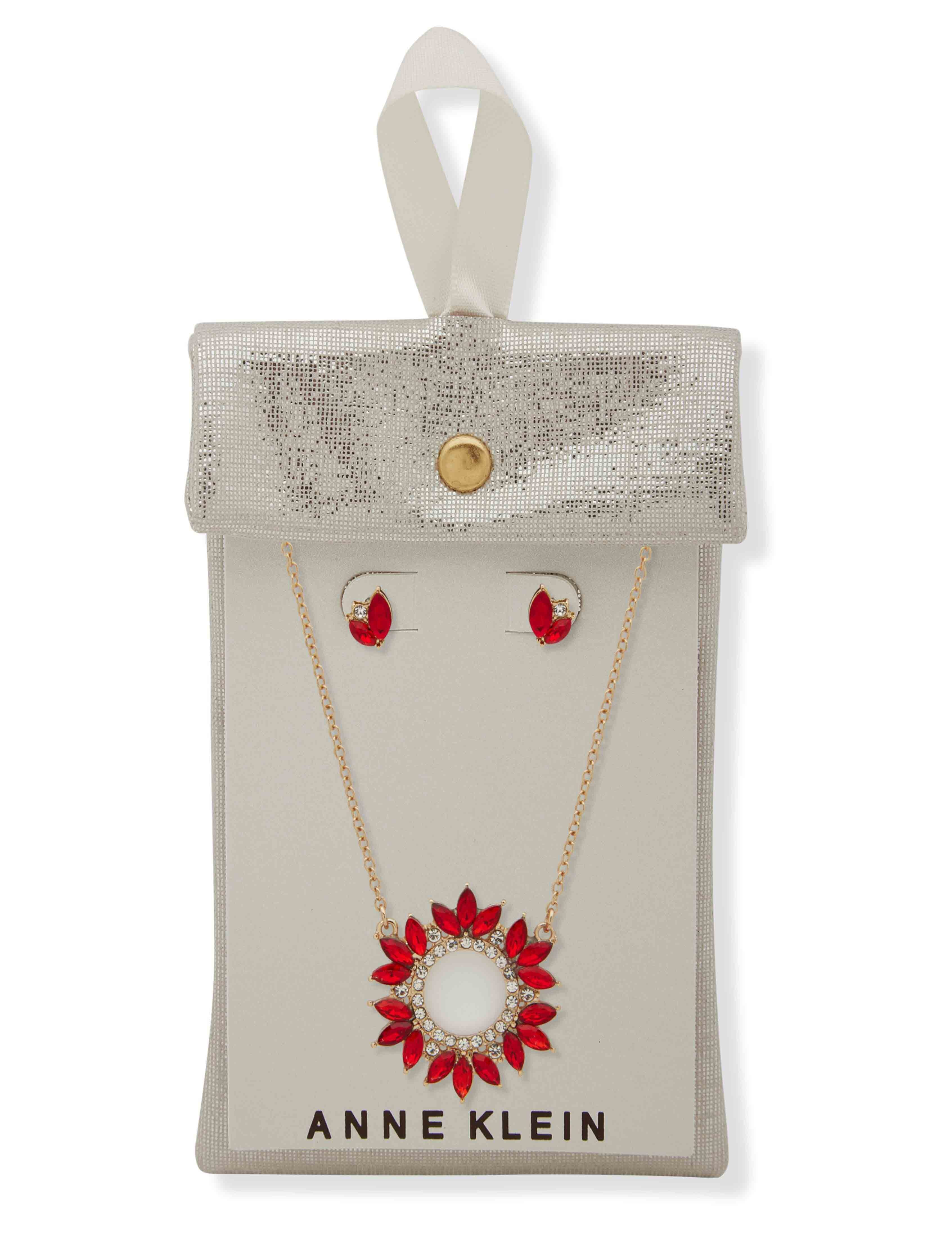 Cluster Pendant Necklace/Earring Set - Siam