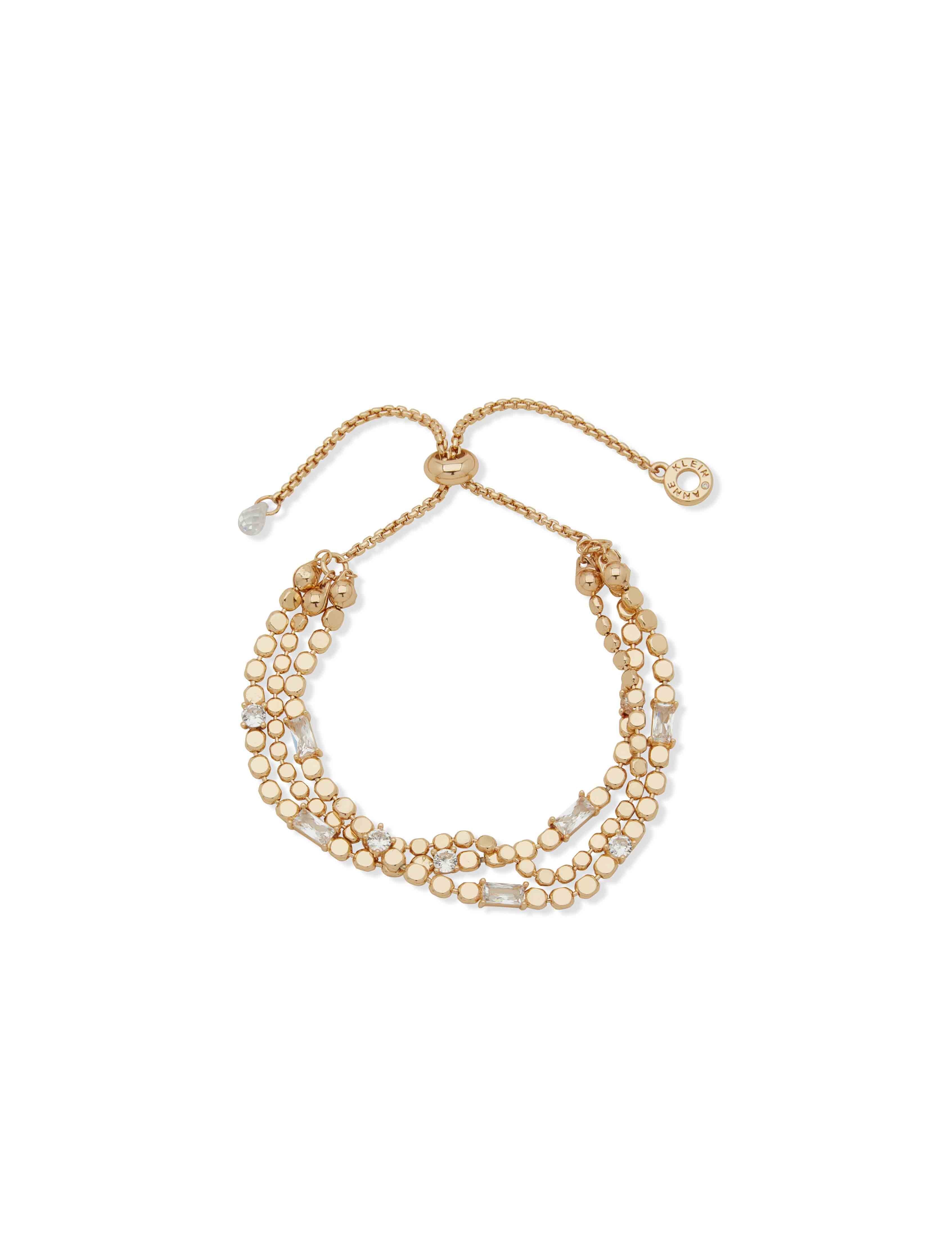 Gold Flat Chain and Slider Bracelet