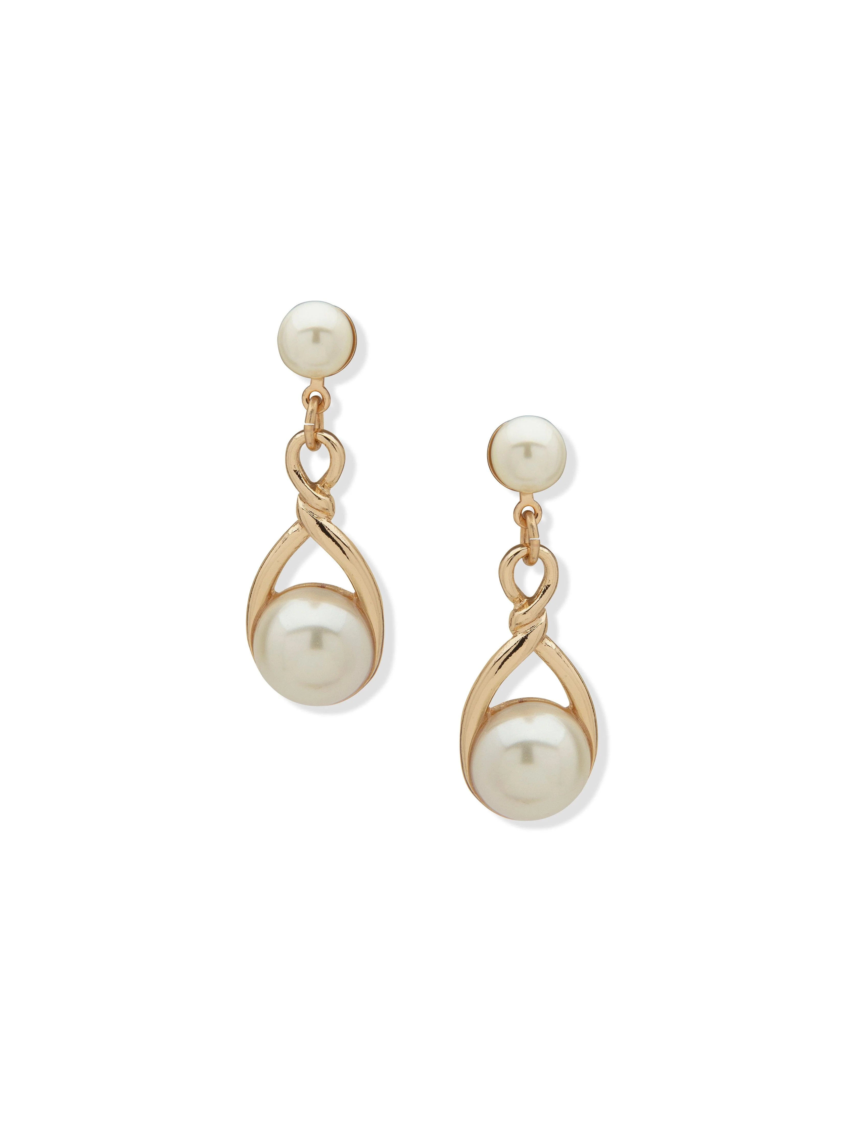 Twisted Pearl Post Linear Earrings