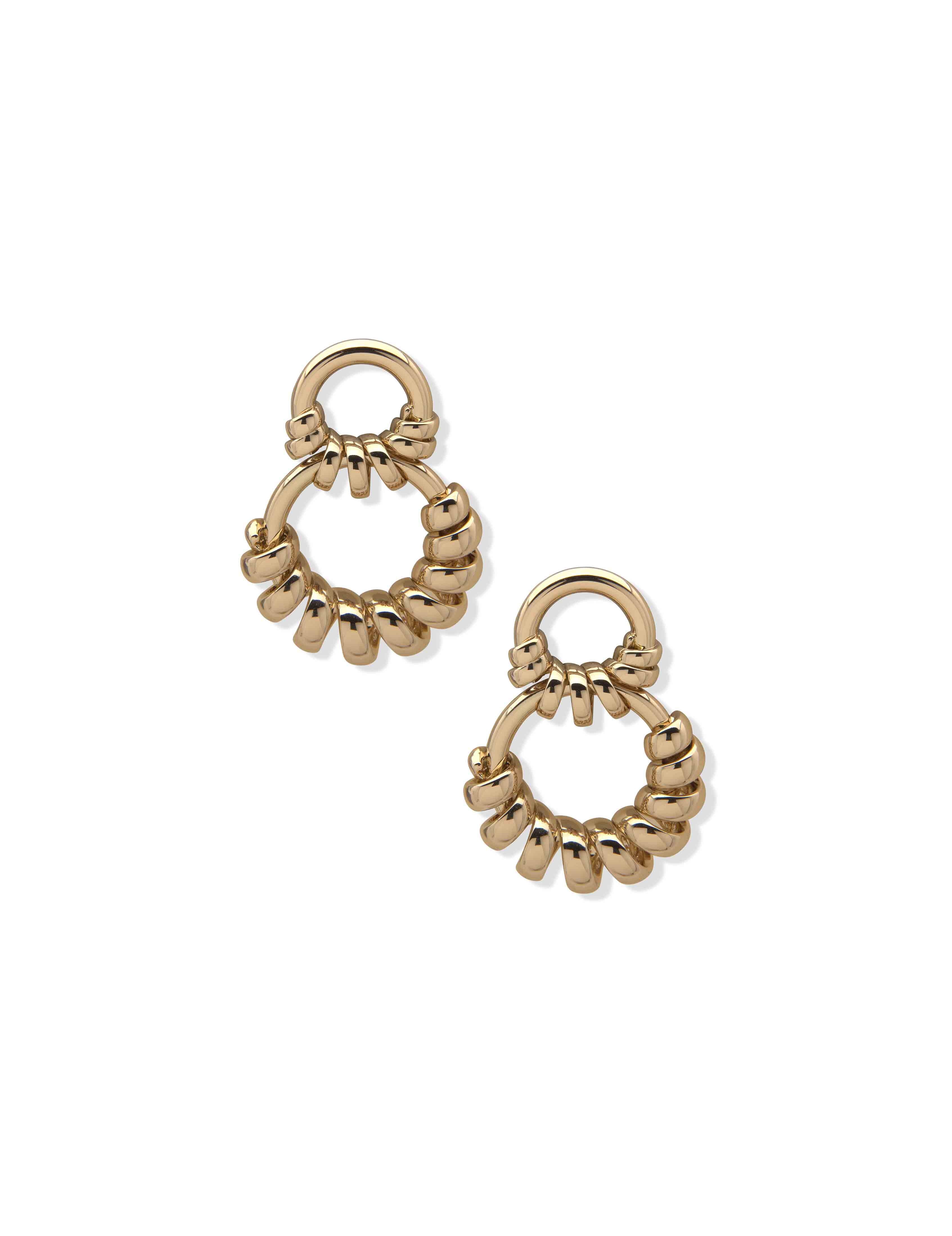 Gold Double Drop Swirl Earring