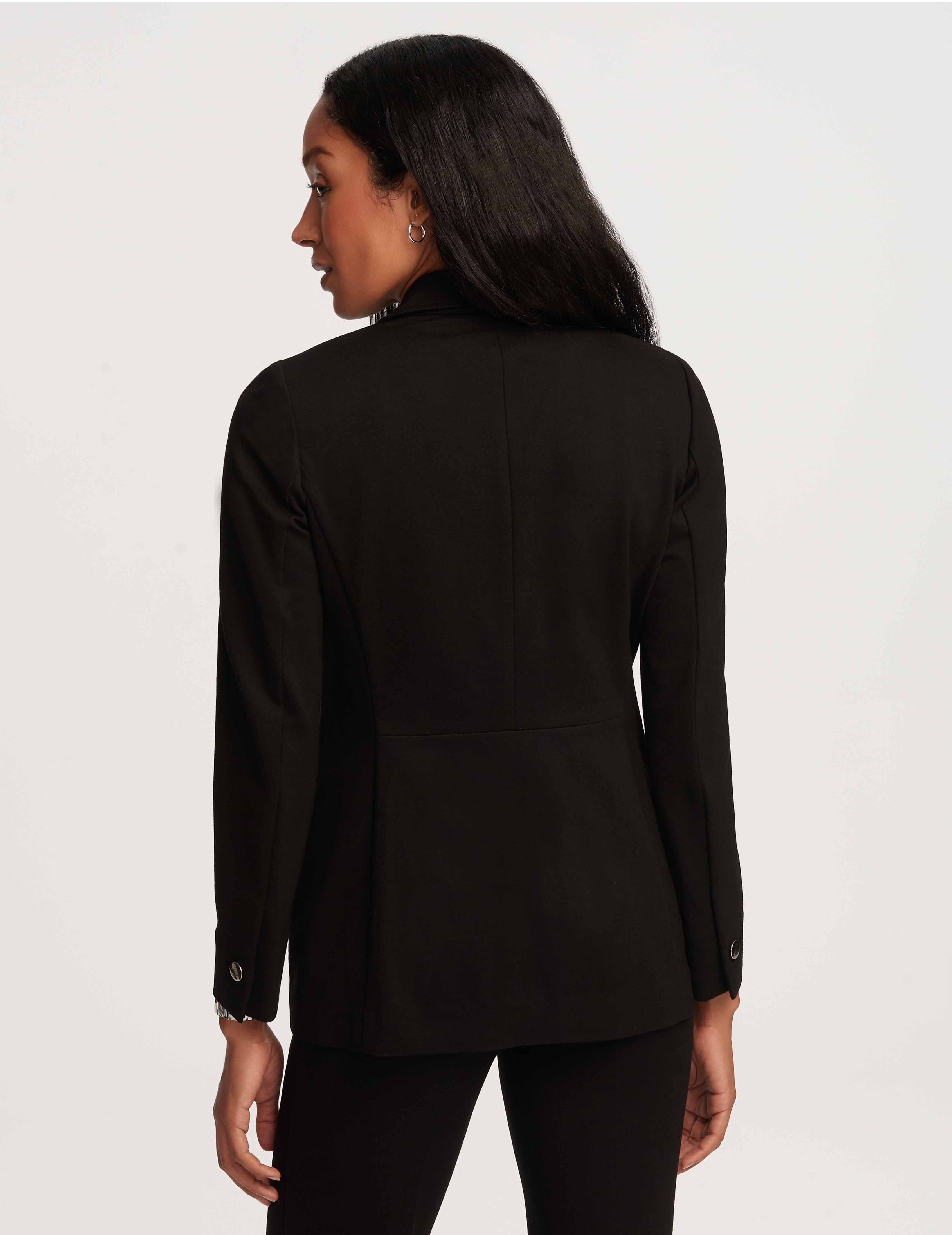 Faux Mini Double Breasted Blazer With Patch Pockets