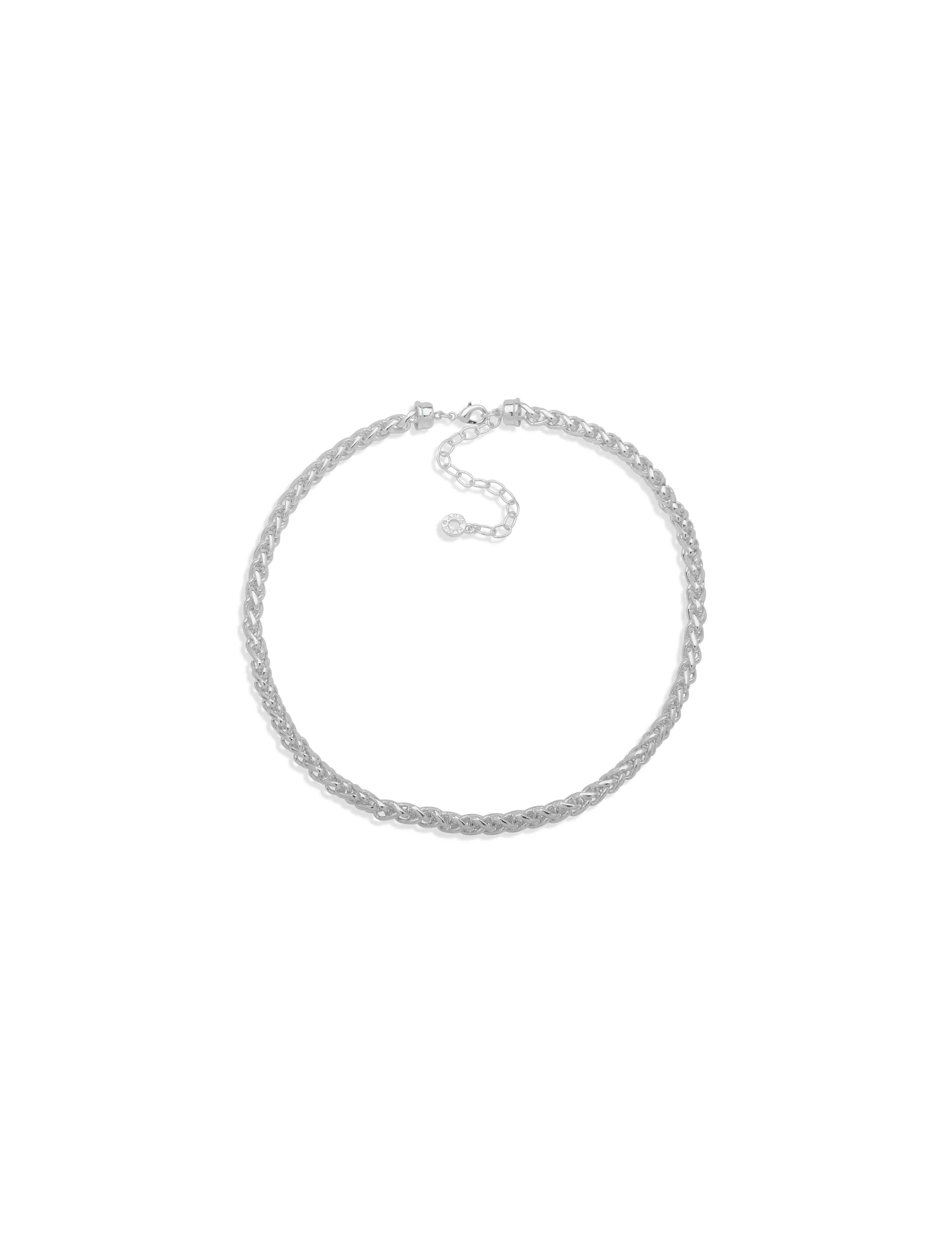 Silver-Tone Woven Chain Collar Necklace