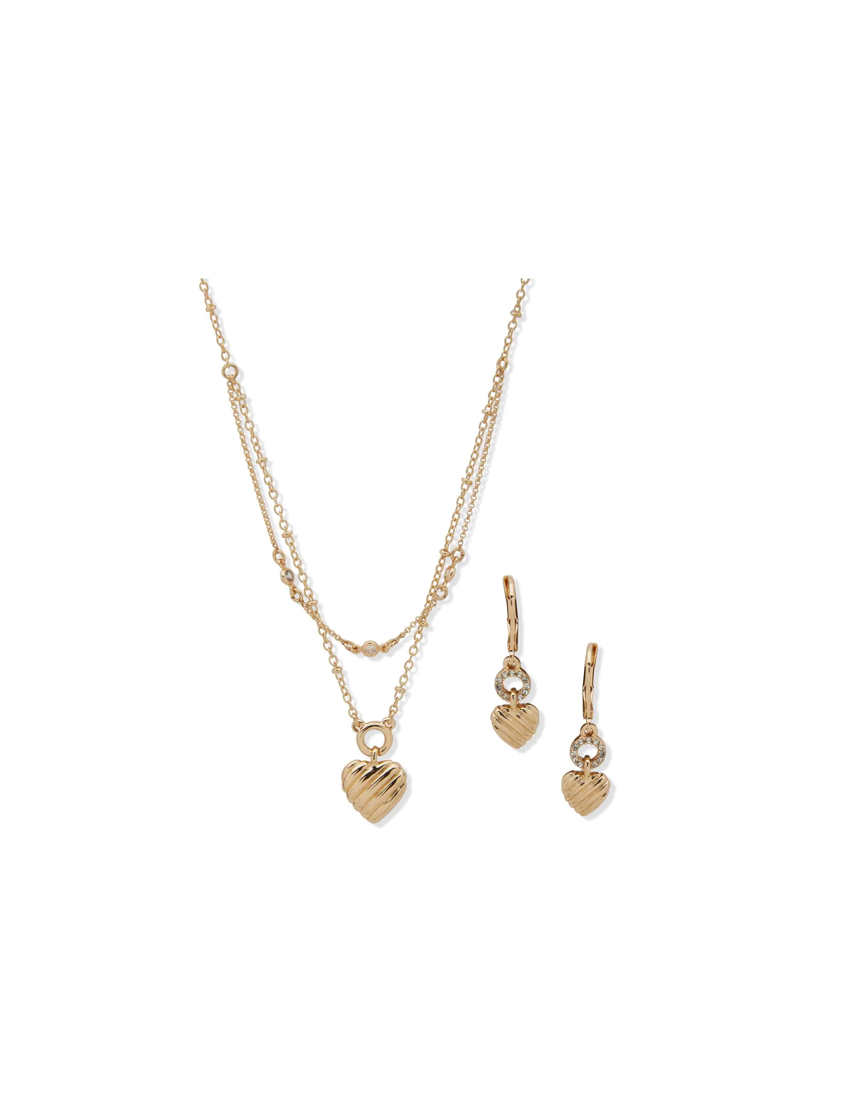 Multi-Row Heart Design Set, Gold/Crystal