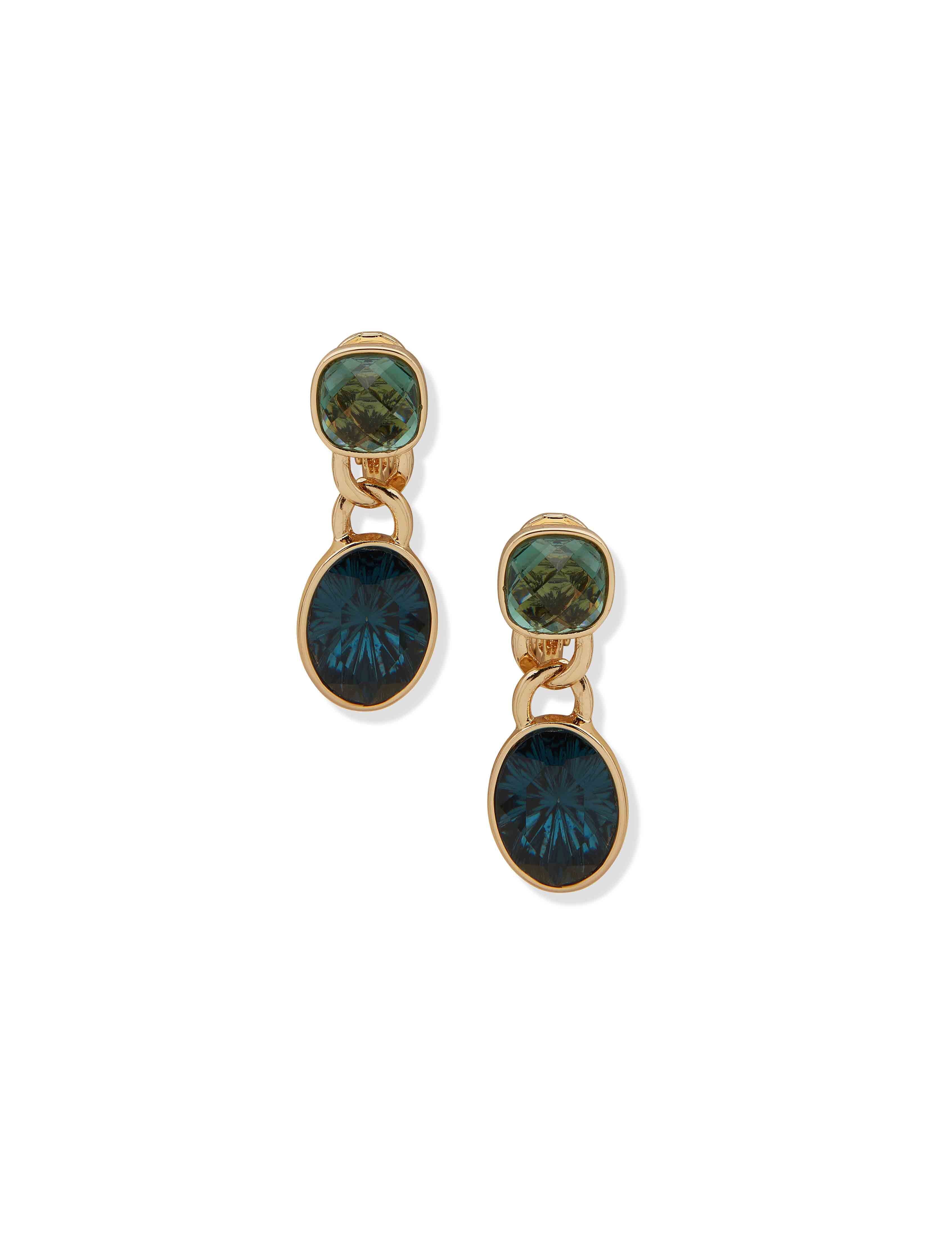 Set Stone Gold Drop Earrings