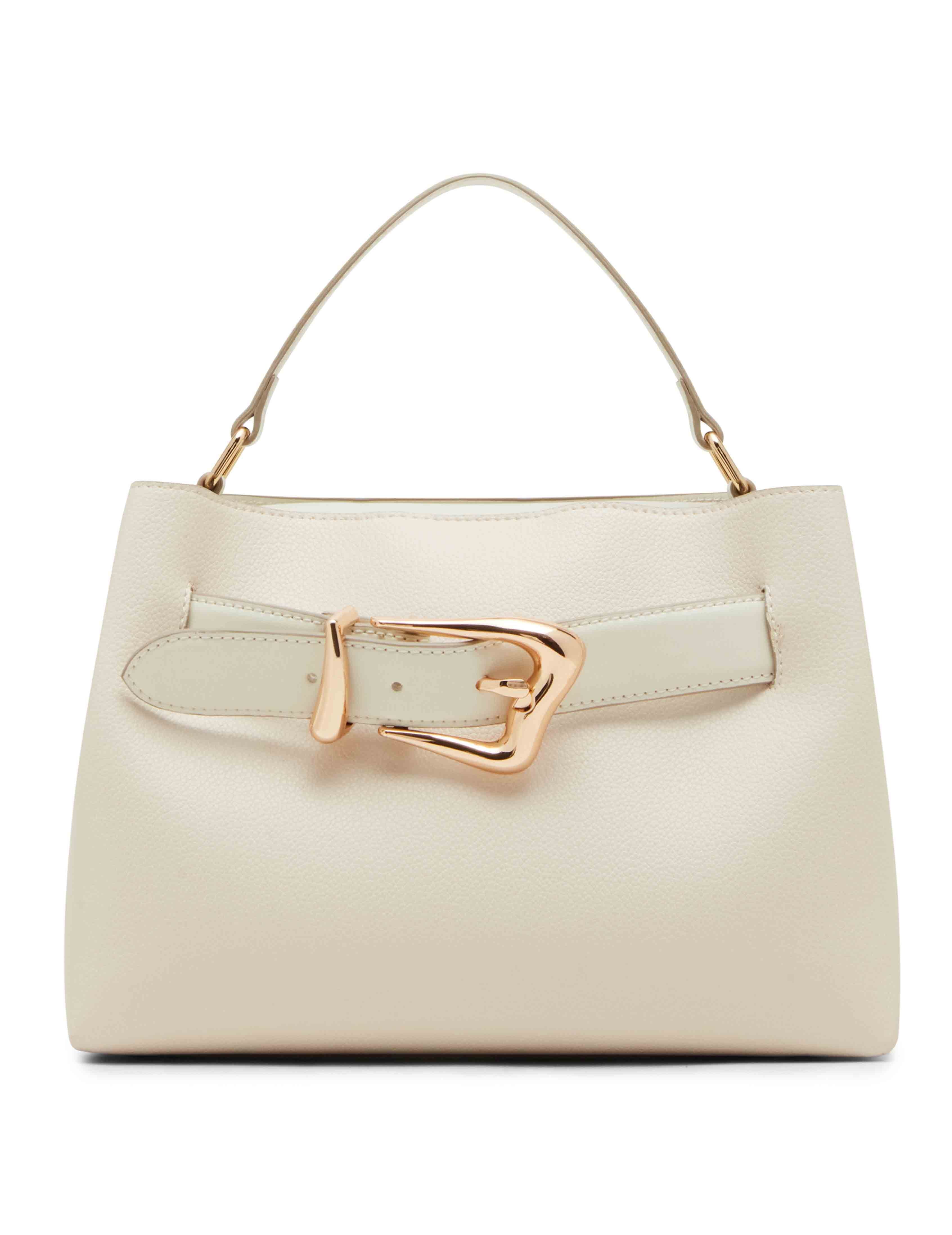 Sculpted Buckle Satchel with Convertible Strap