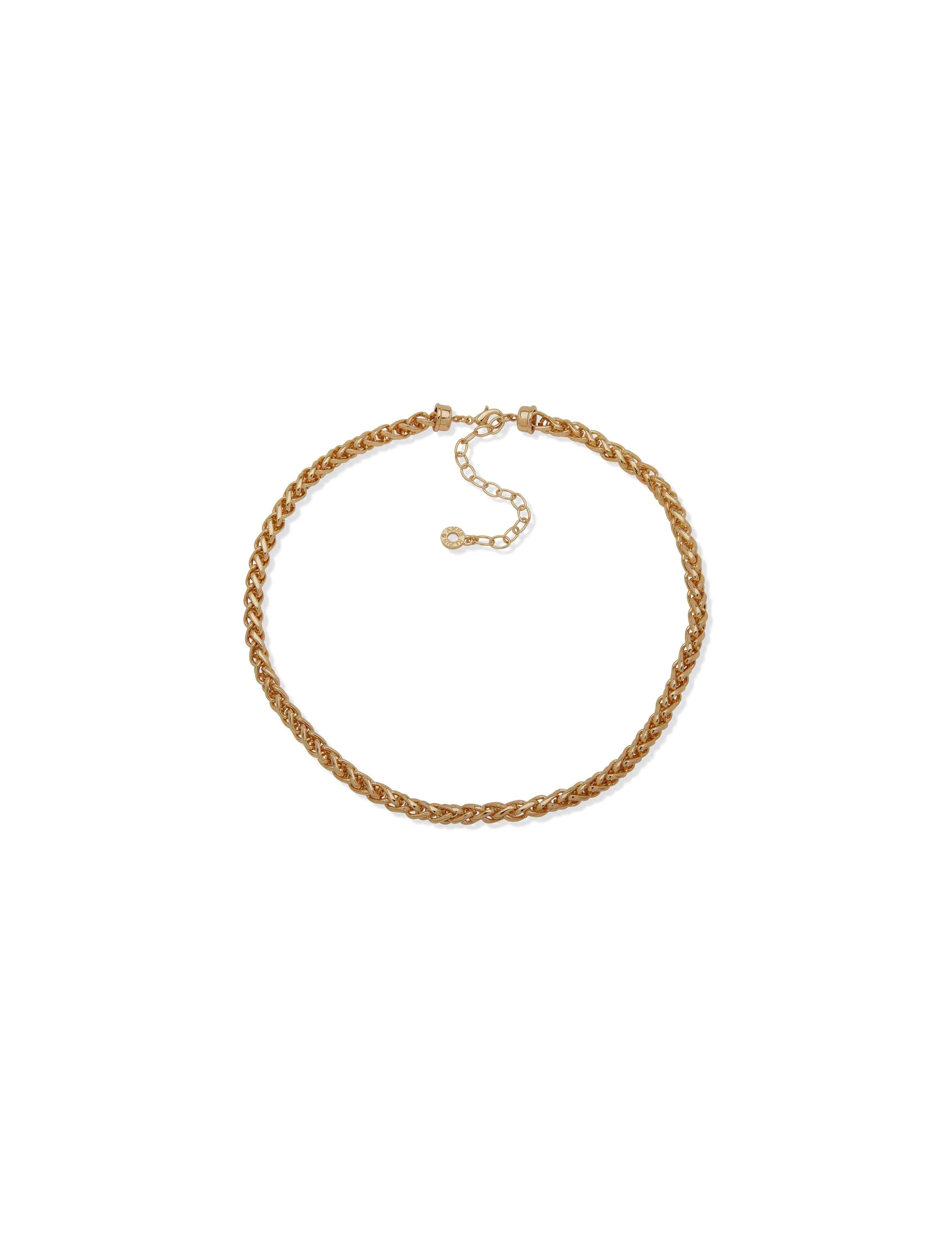 Gold-Tone Woven Chain Collar Necklace
