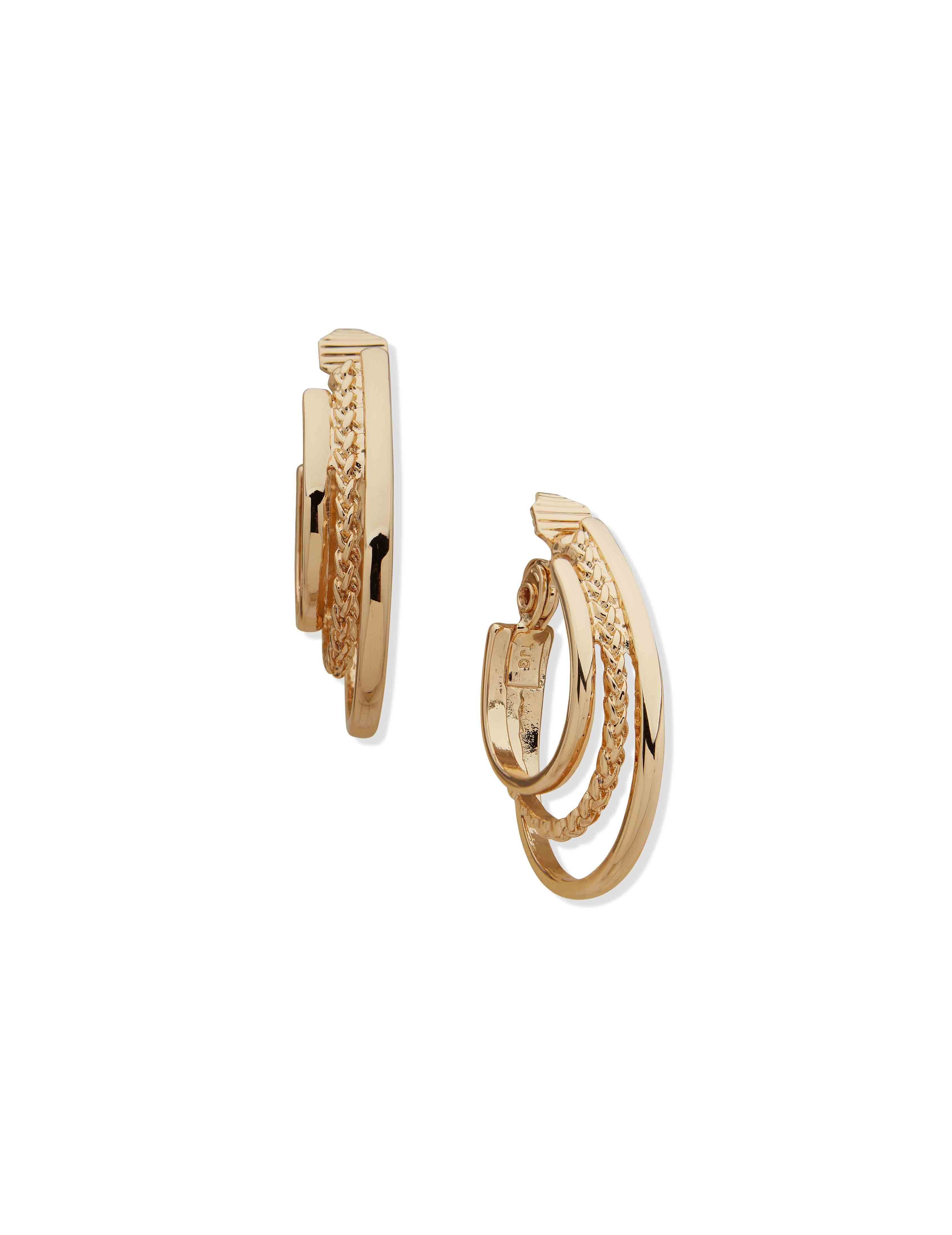Three-Row Hoop Clip Earrings