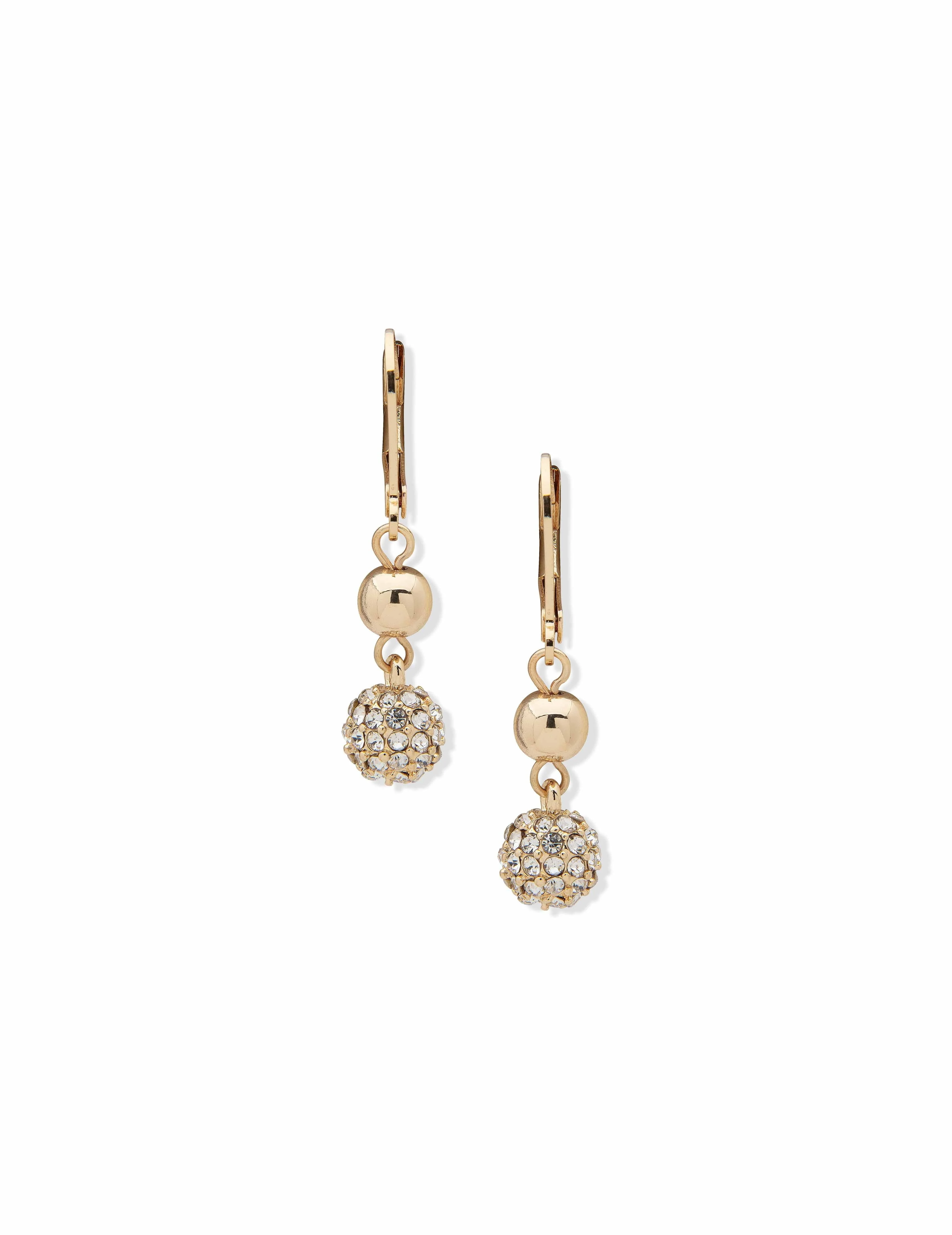 Gold-Tone Leverback Fireball Double Drop Earrings