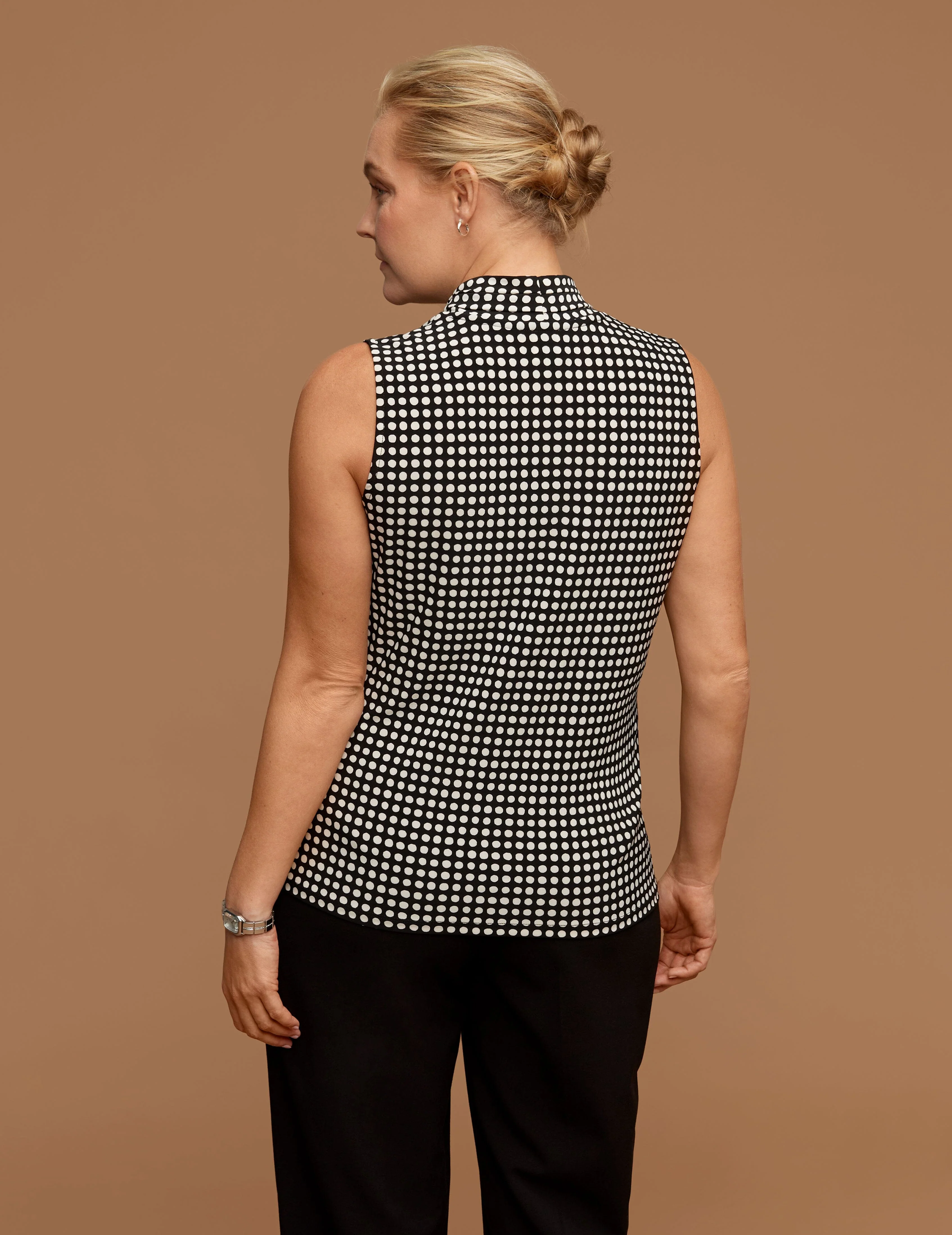 Plus Size Pearly Dot Triple Pleat Top