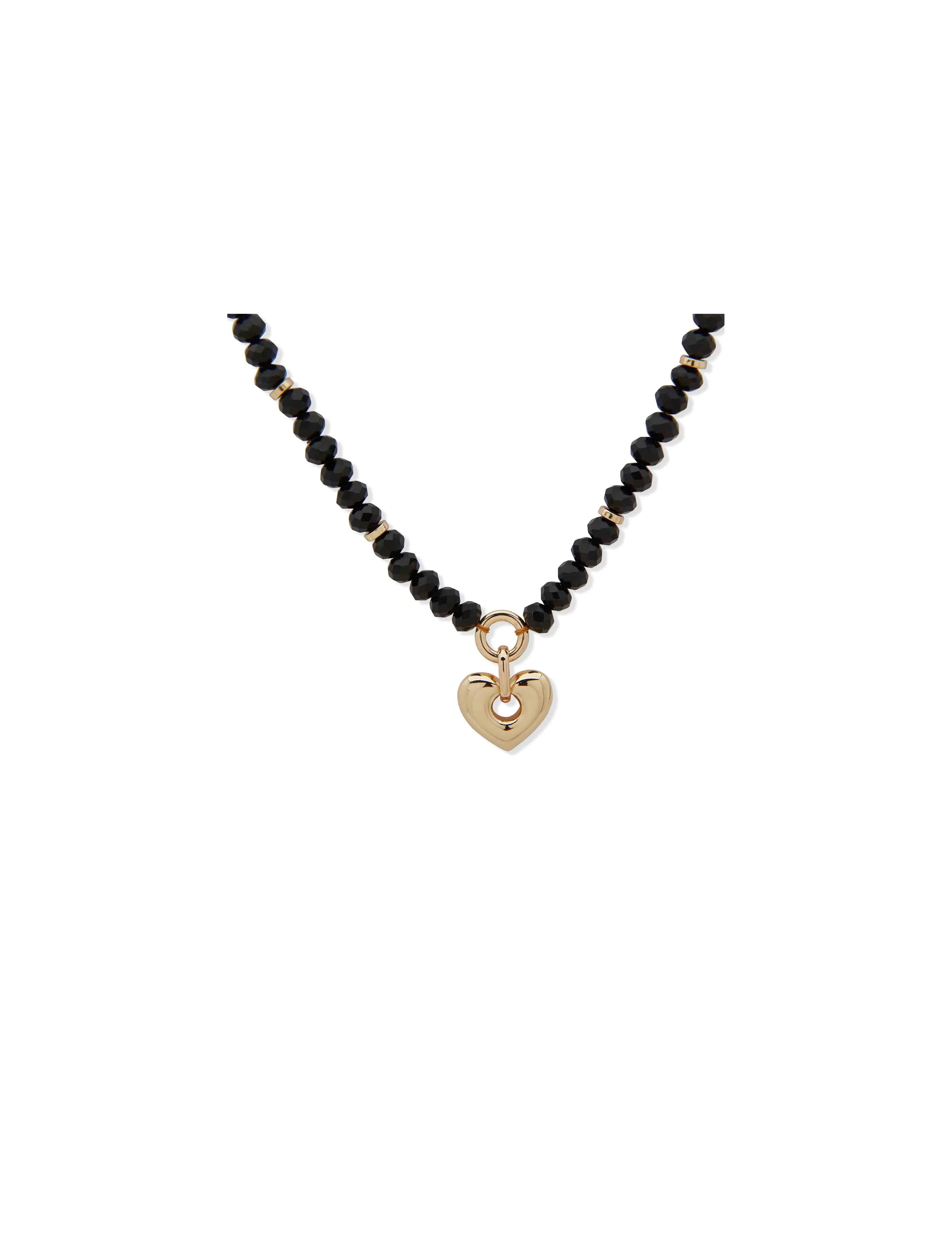 Heart Motif Pendant - Gold/Jet