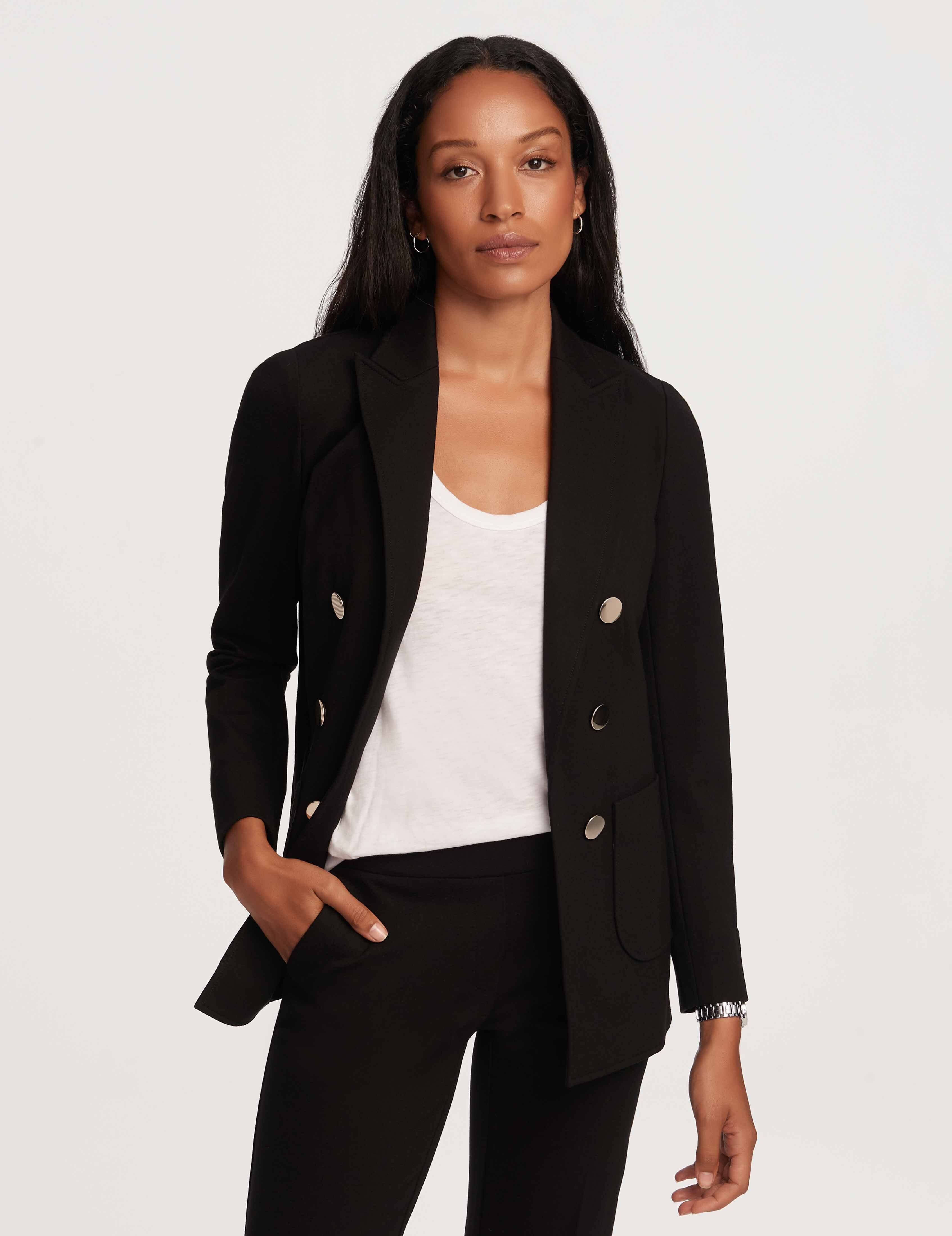 Petite Faux Double Breasted Peak Lapel Jacket