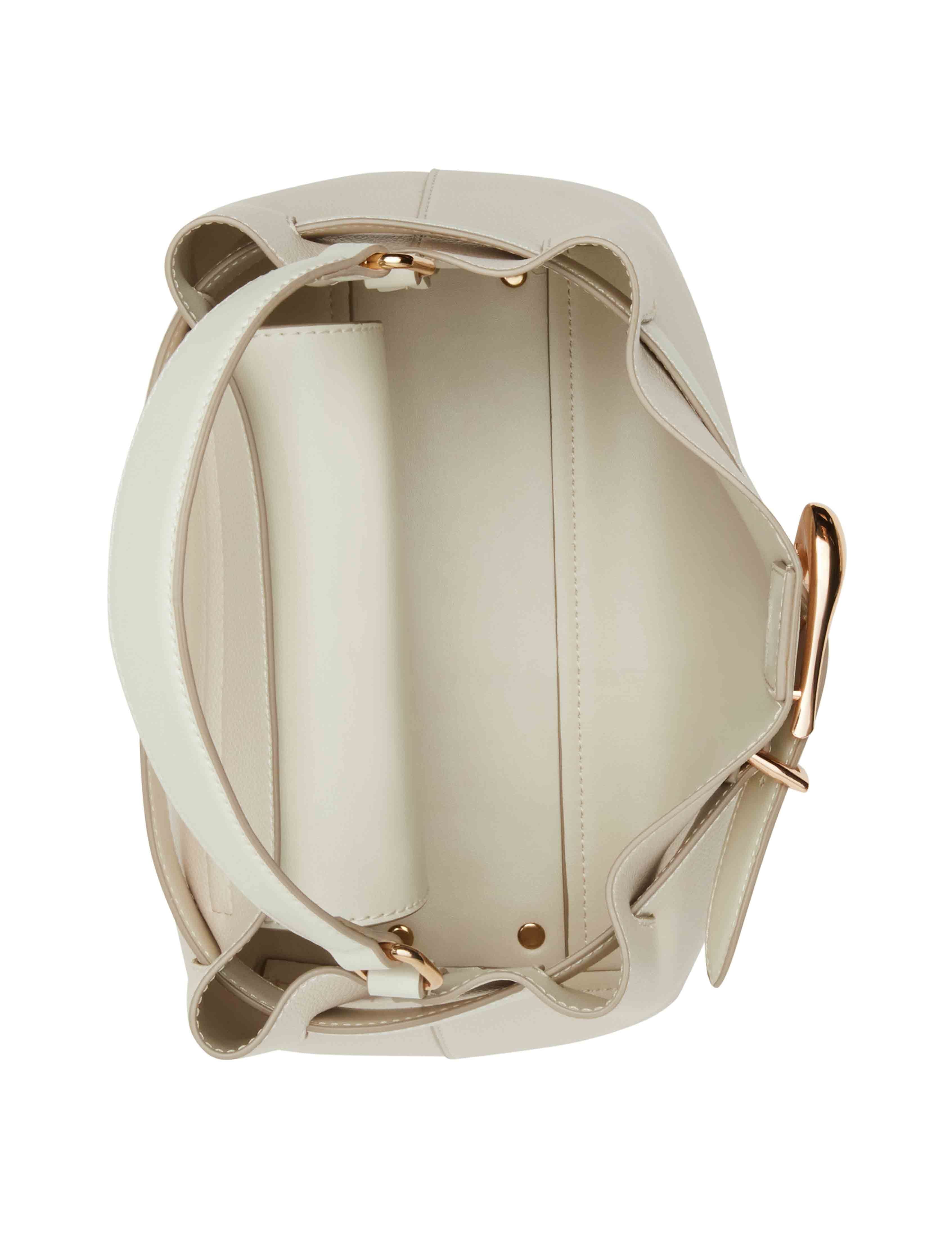 Sculpted Buckle Satchel with Convertible Strap