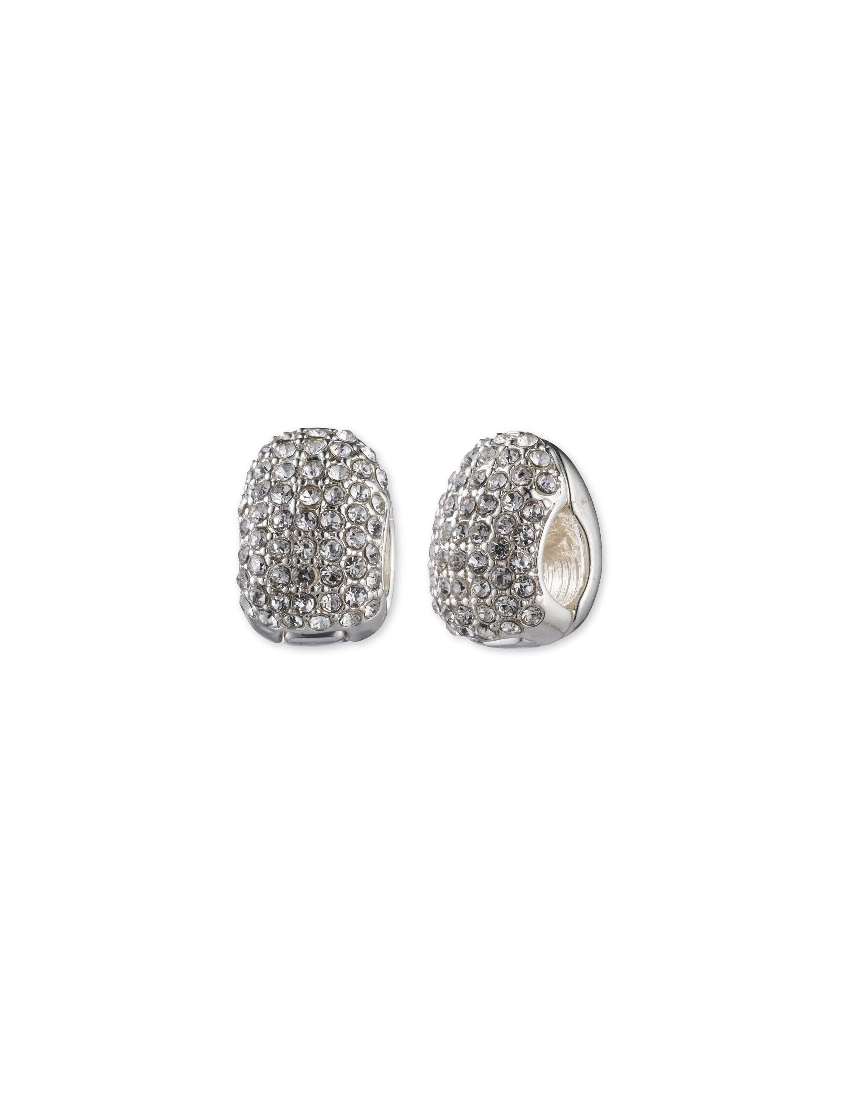 Crystal Halo Silver-Tone Clip Earrings