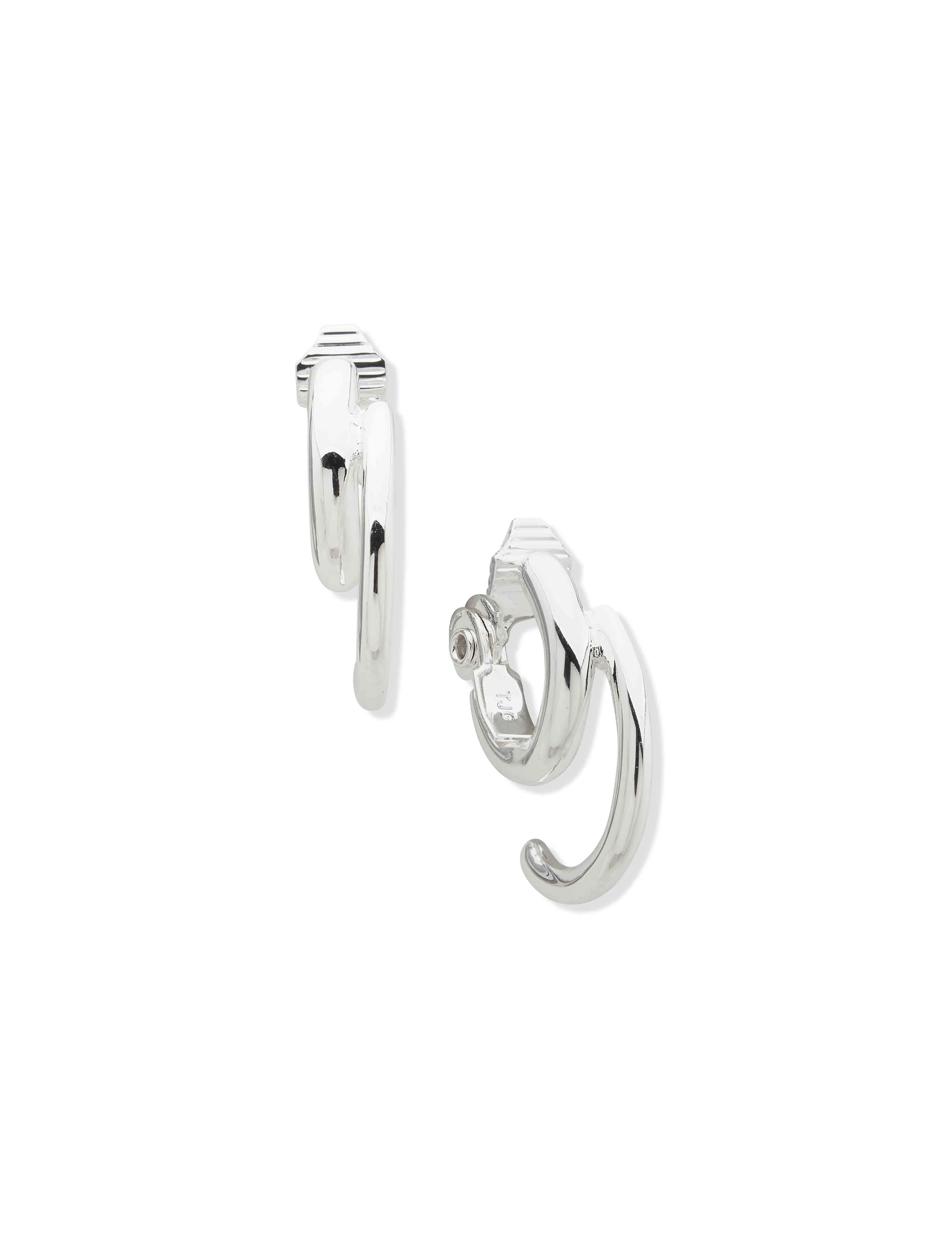 Silver Double Row Hoop Earring