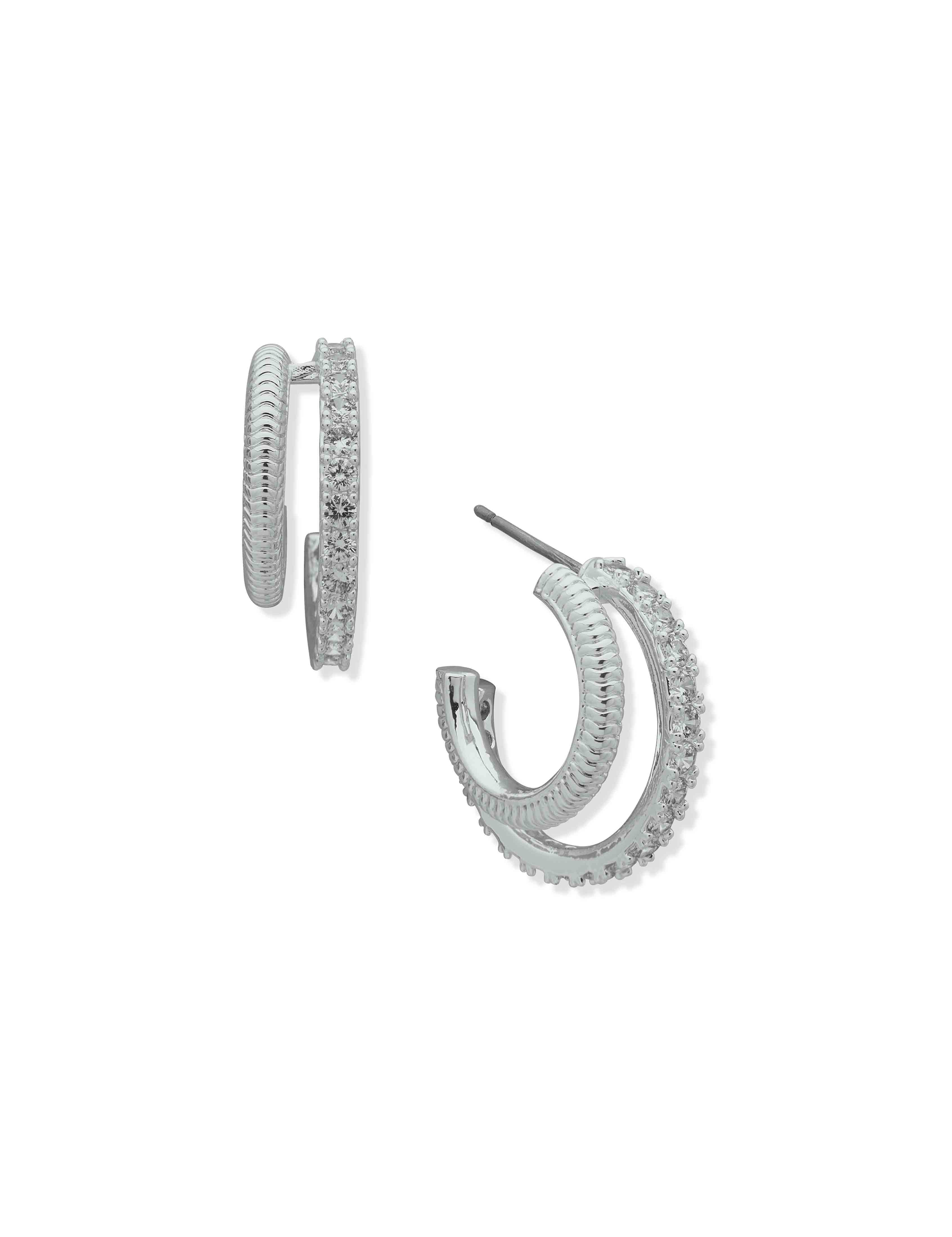 20MM 2Row C-Hoop Crystal Earrings