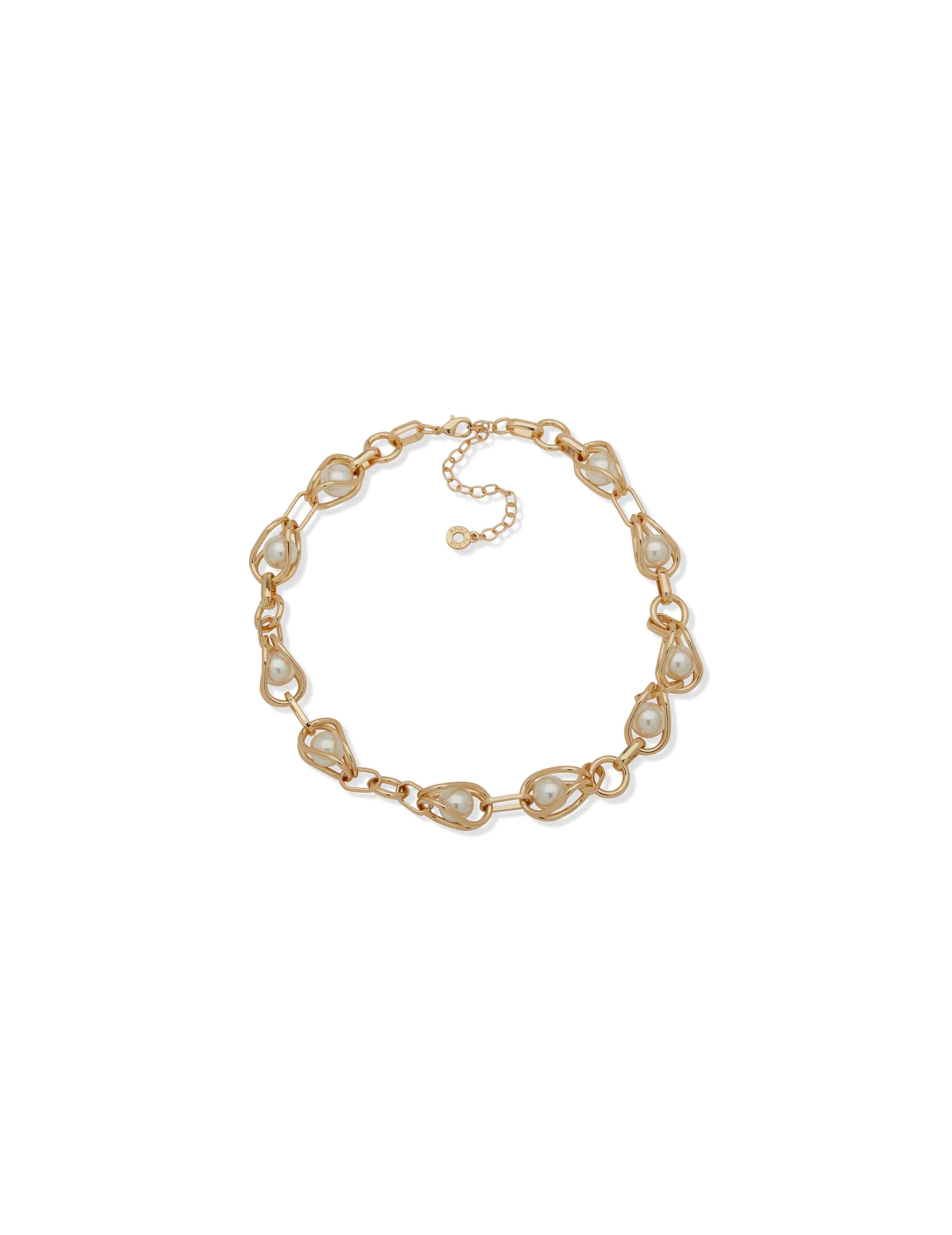 Faux Pearl Link Collar Necklace