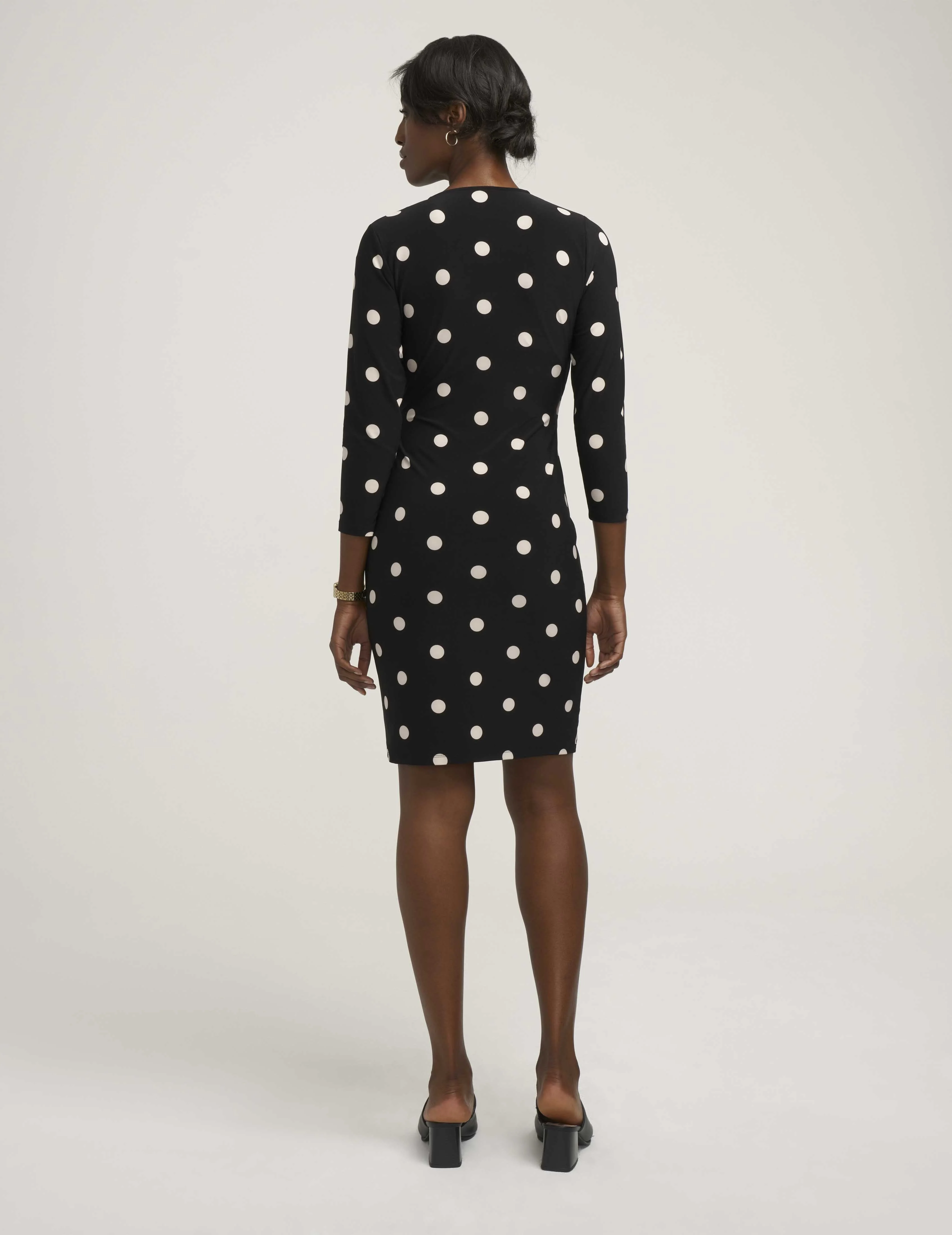 Petite Dot Print Faux Wrap Dress