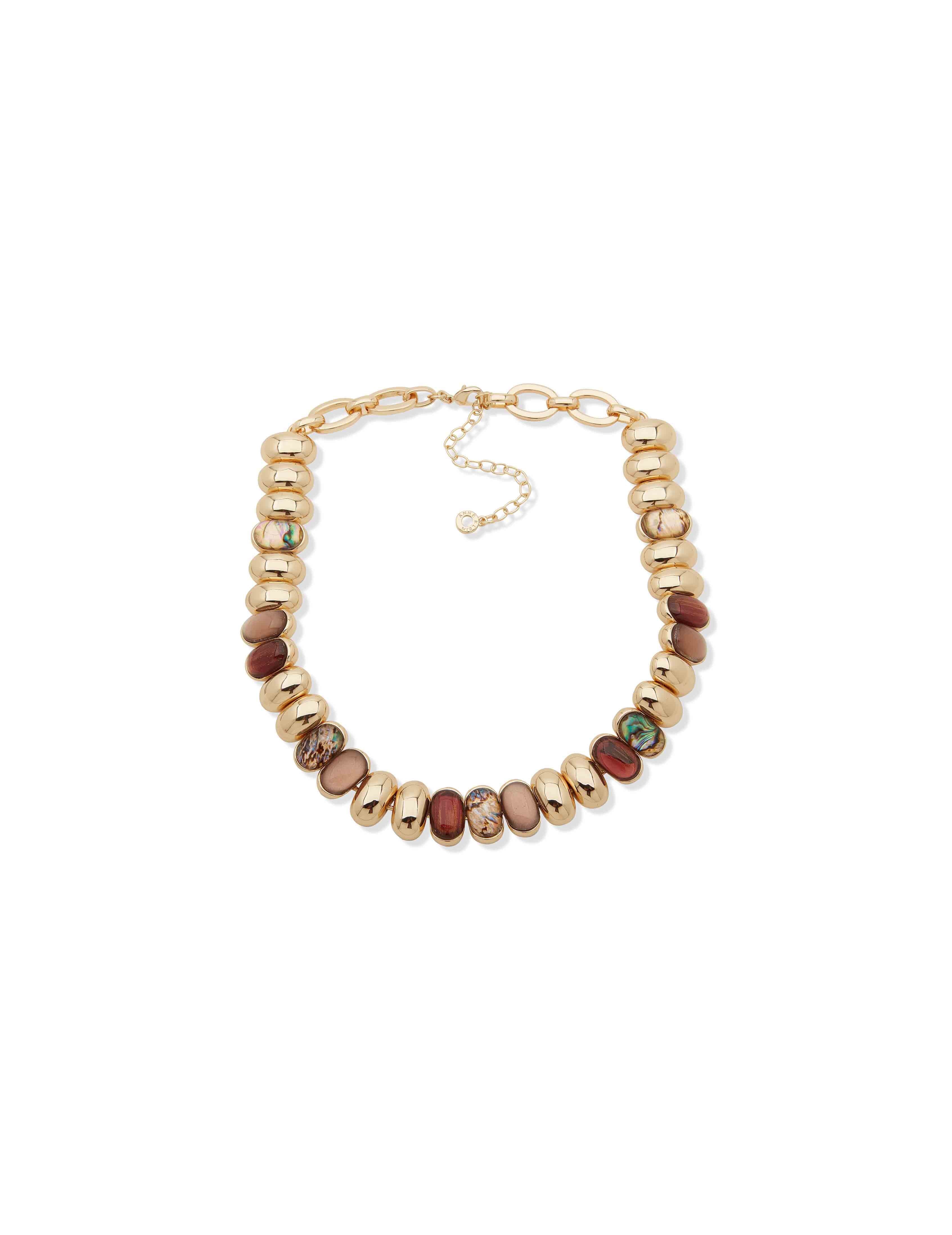 Chain Link Multirow Necklace - Gold/Blush