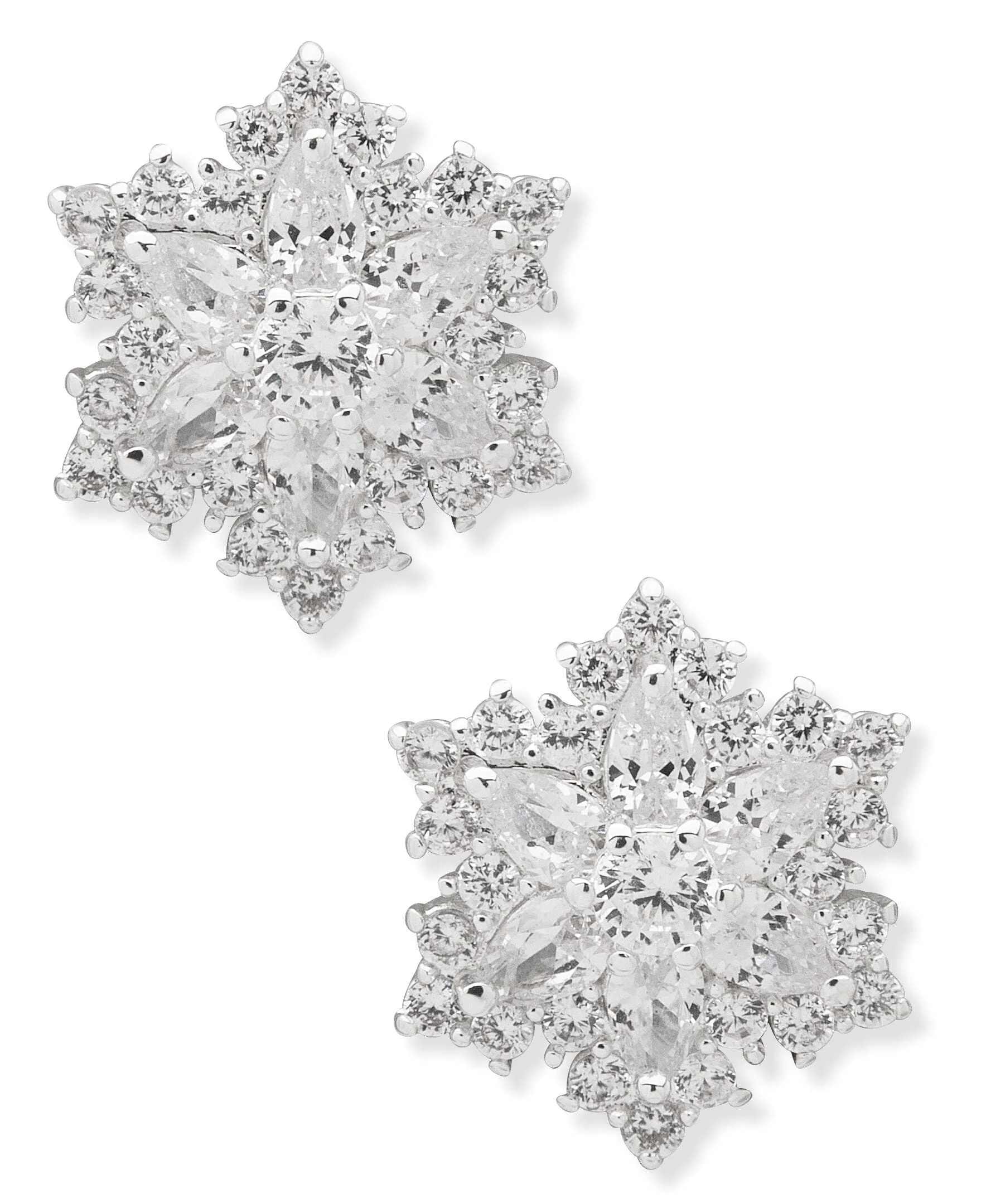 Crystal Snowflake Button Earrings