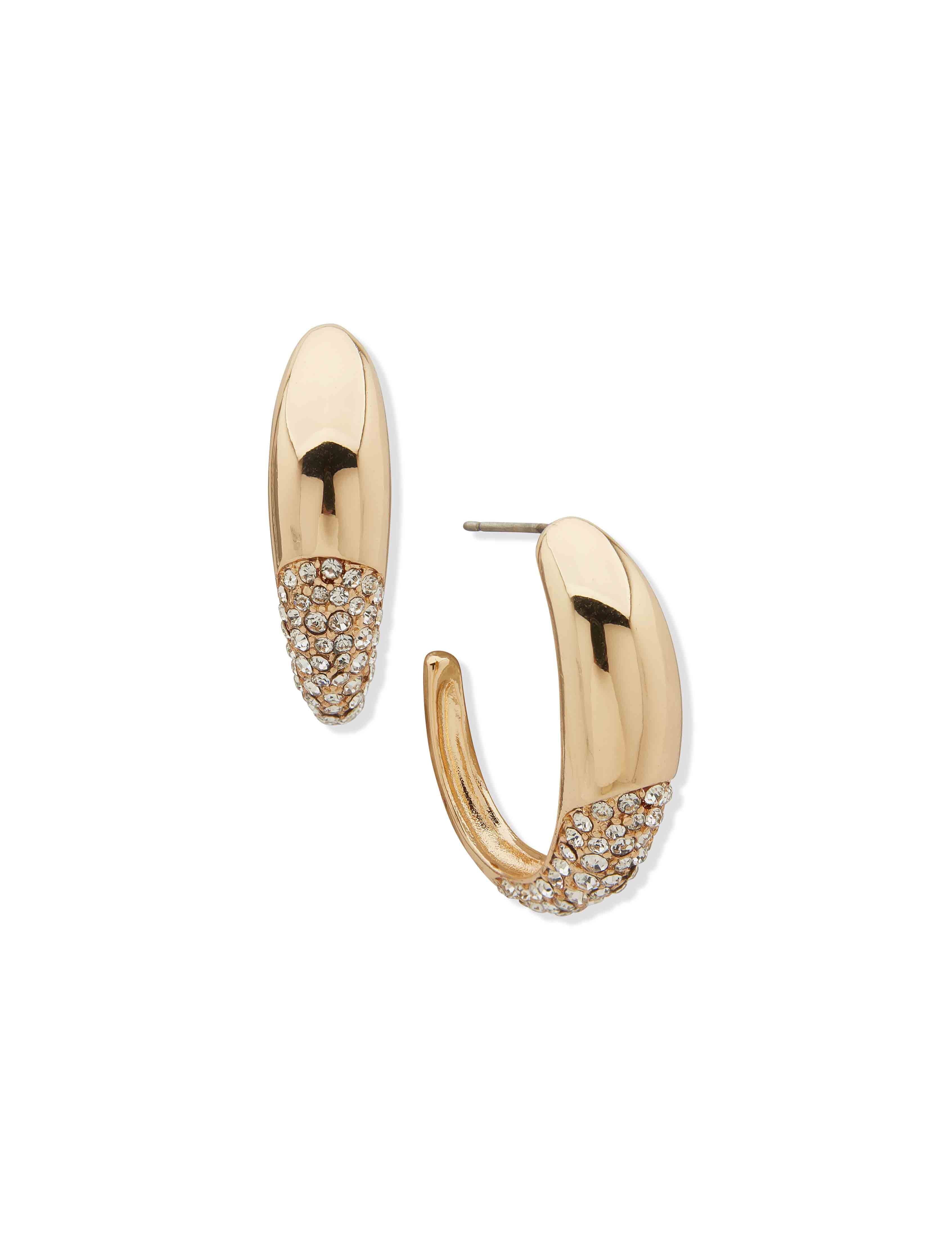 Pave Hoop Earring - Gold / Crystal