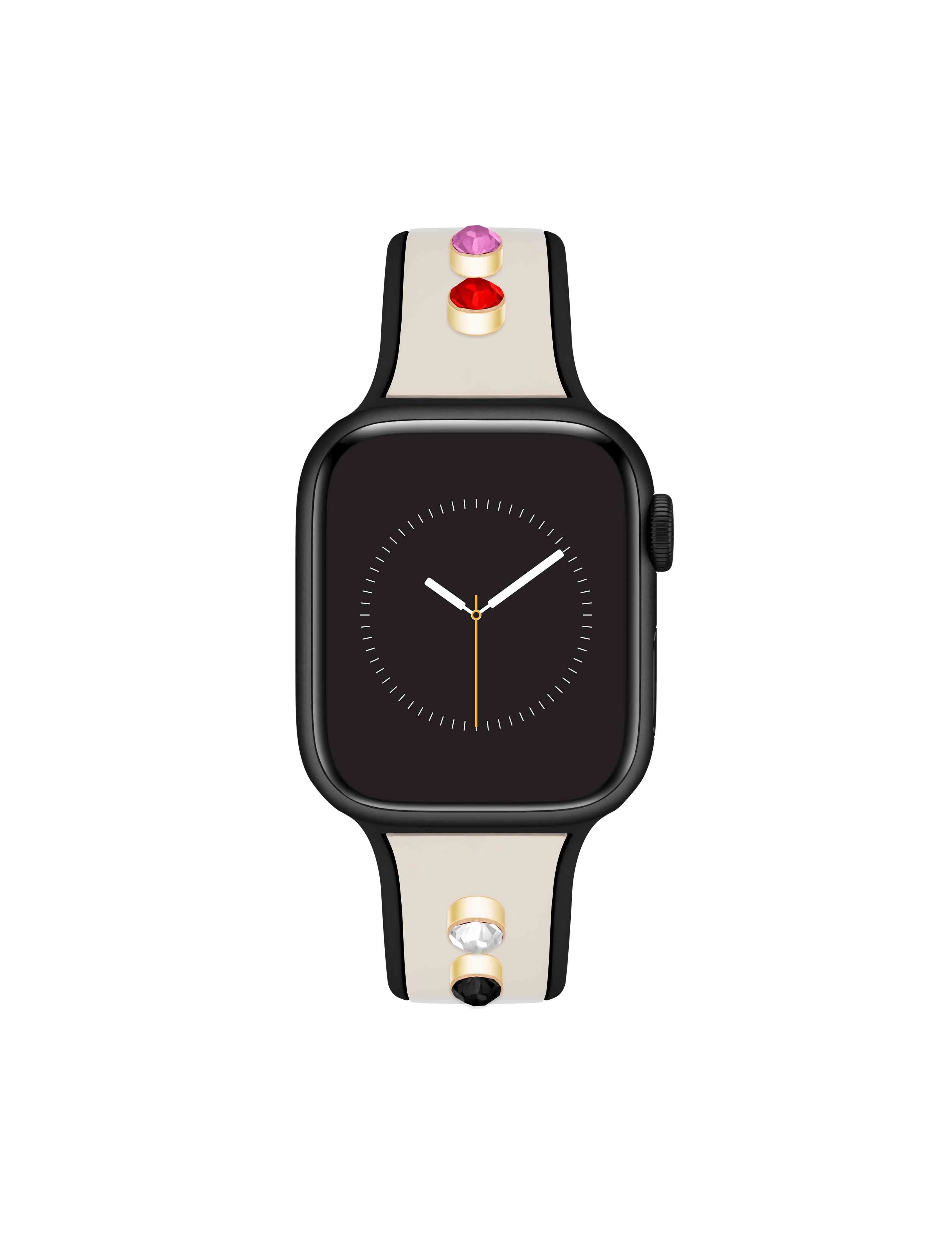 Silicone Band for Apple Watch® with Crystal Charms
