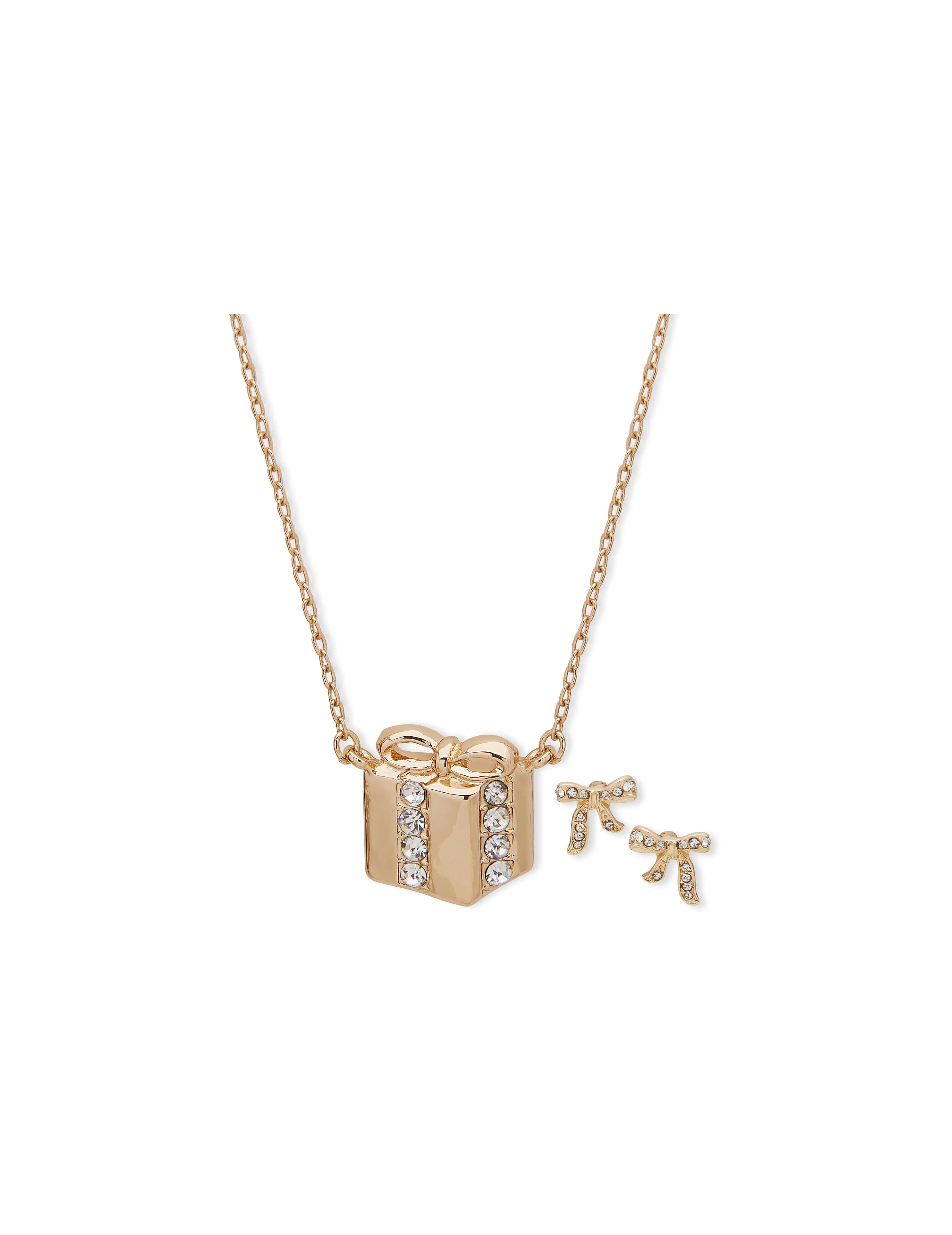 Present Pendant Necklace and Earring Pouch Set