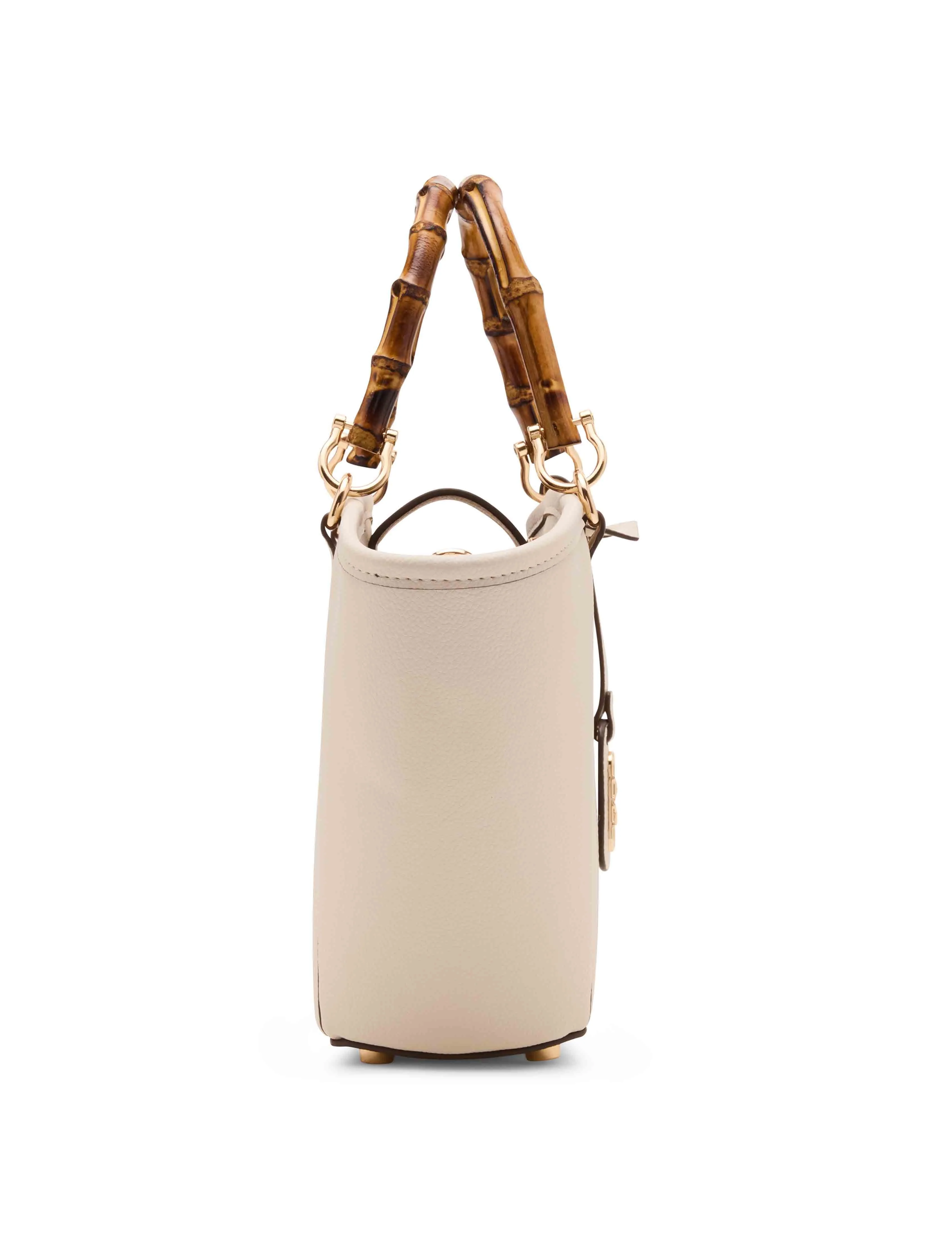 Caining Bamboo Handle Tote with Convertible Strap