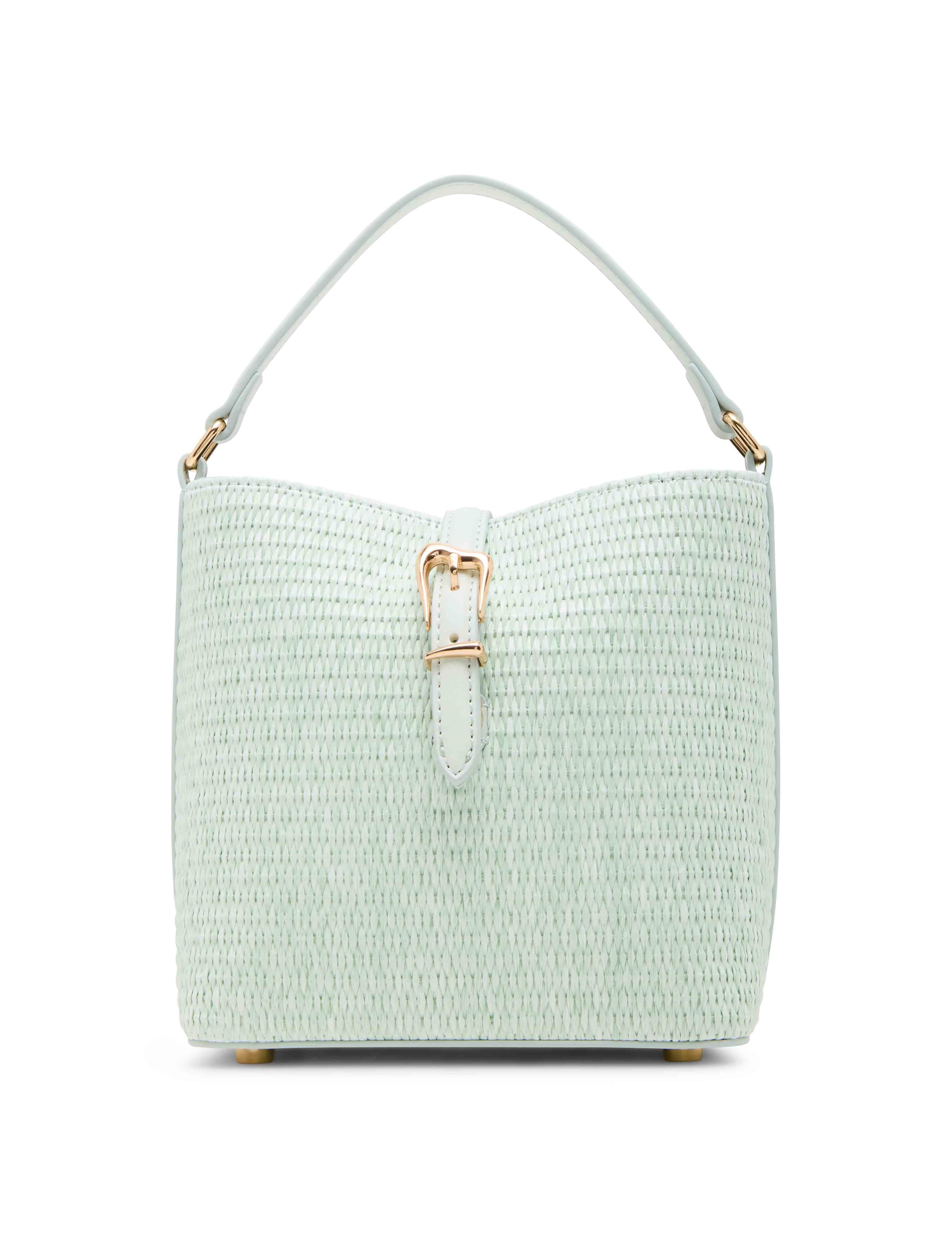 Small Straw Bucket with Detachable Strap