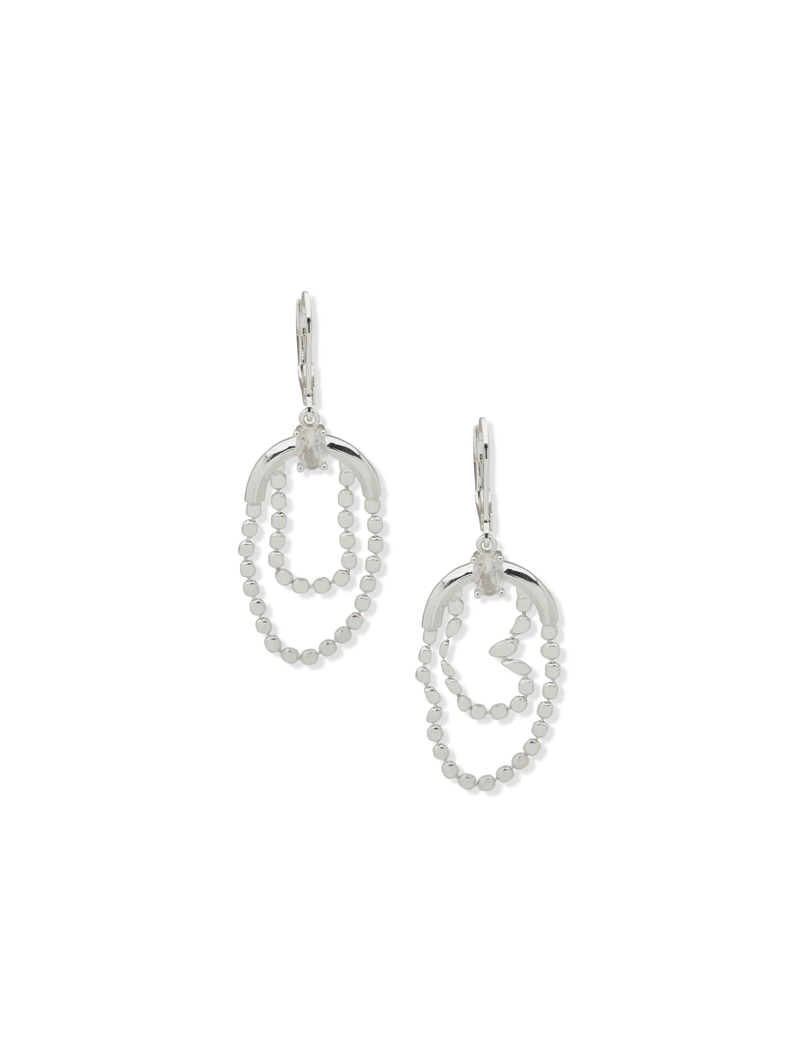 Baguette Stone Double Drop Earrings