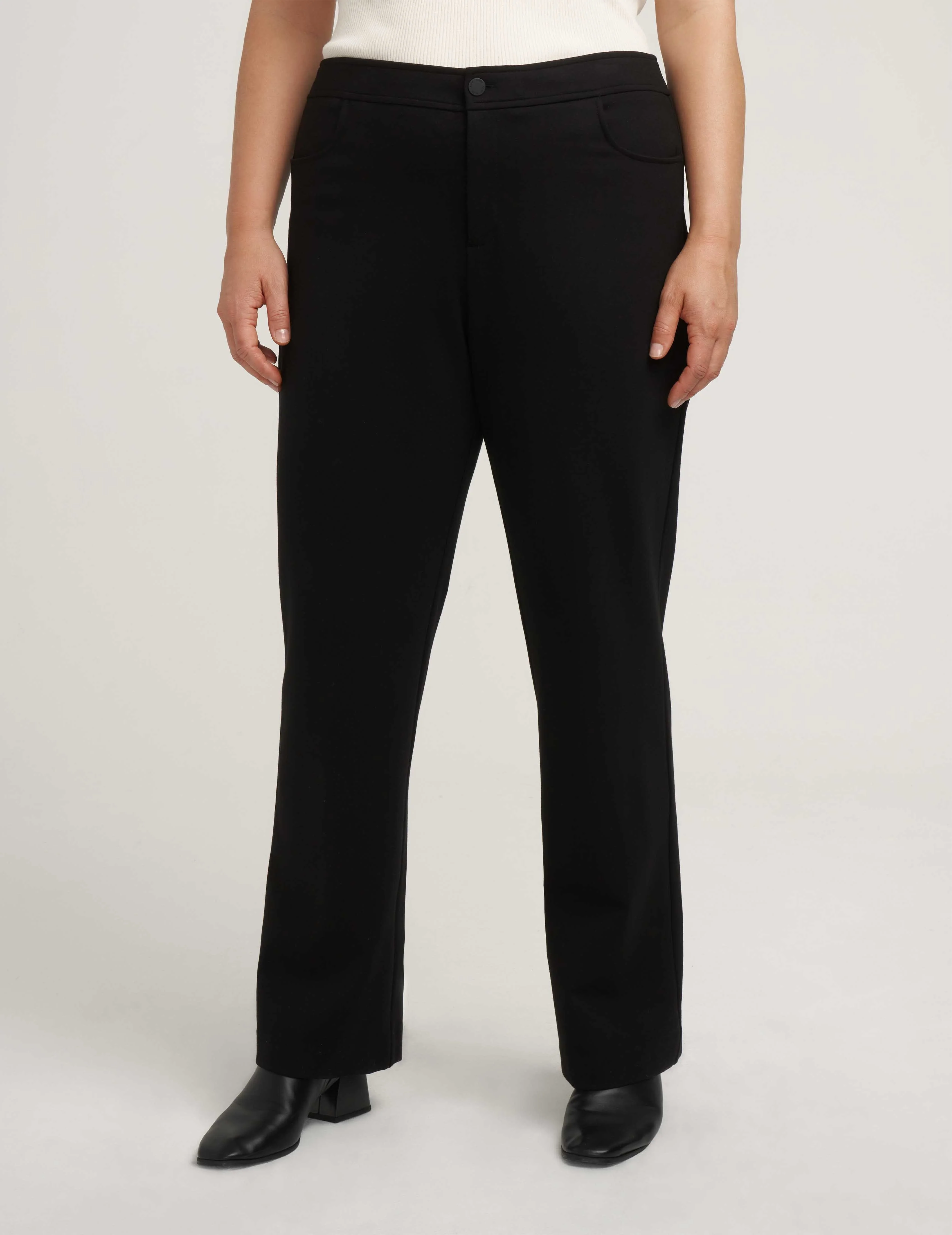 Plus Size Fly Front Bootleg Pant