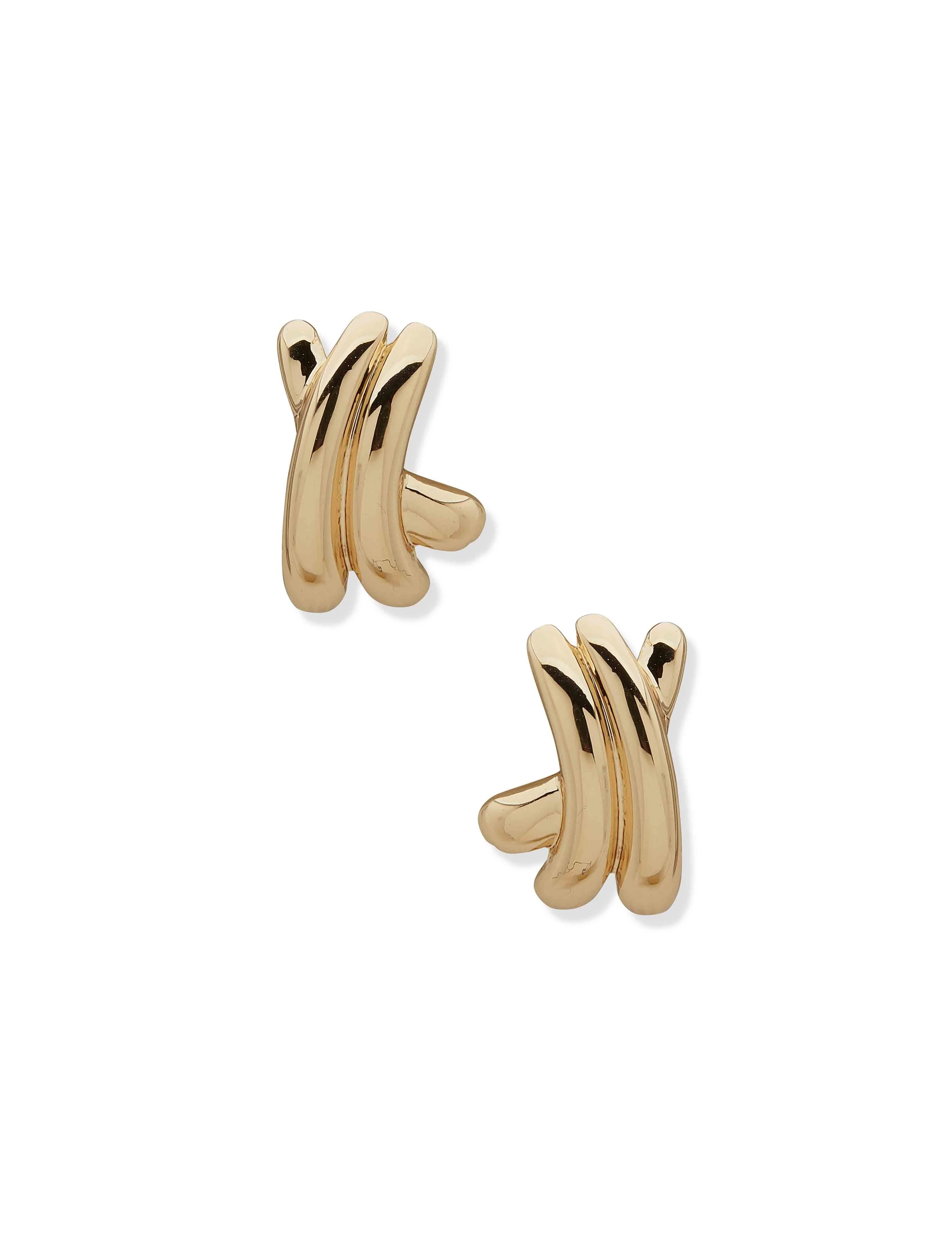 Criss Cross Button Earring