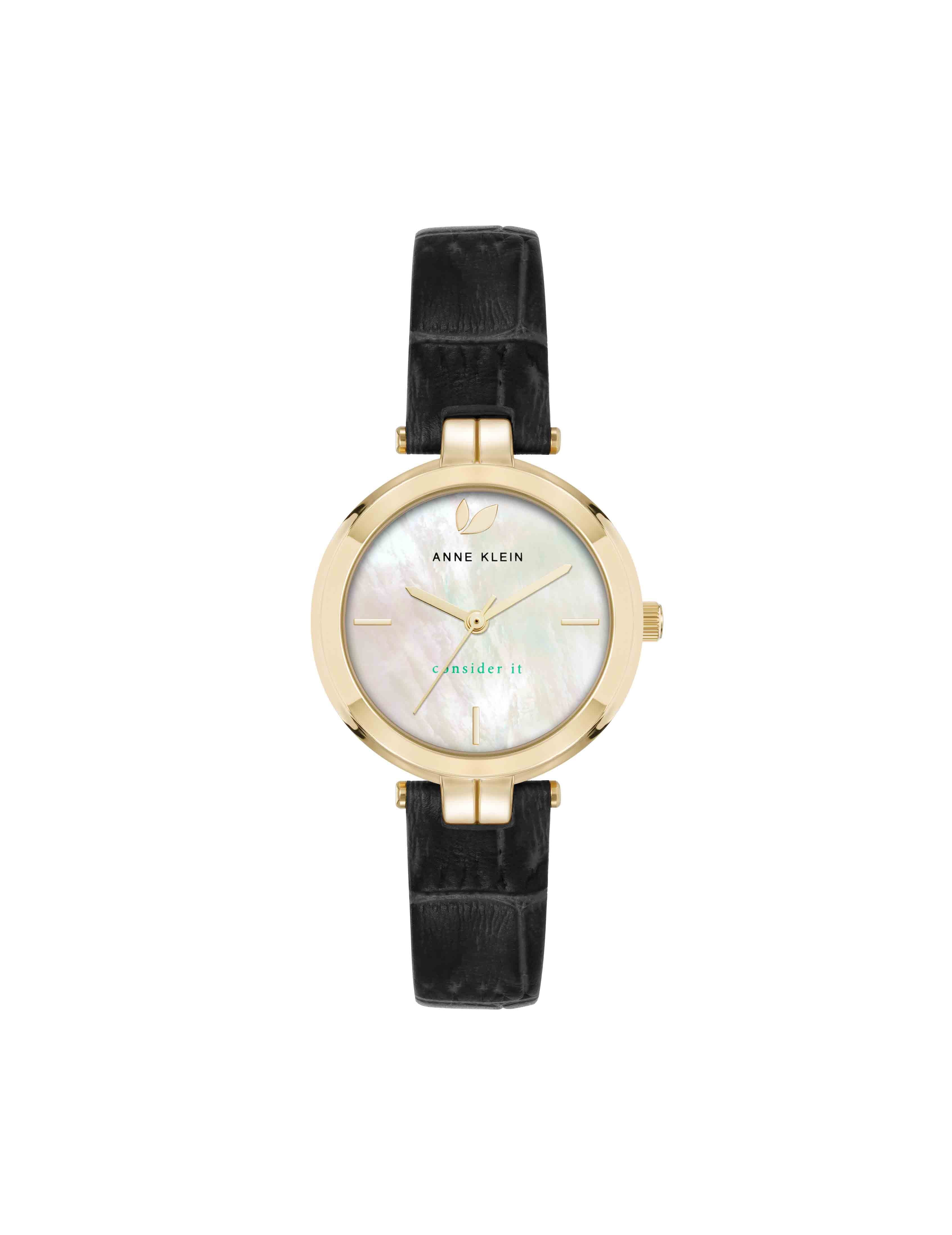 Consider It Round Leather Band Watch