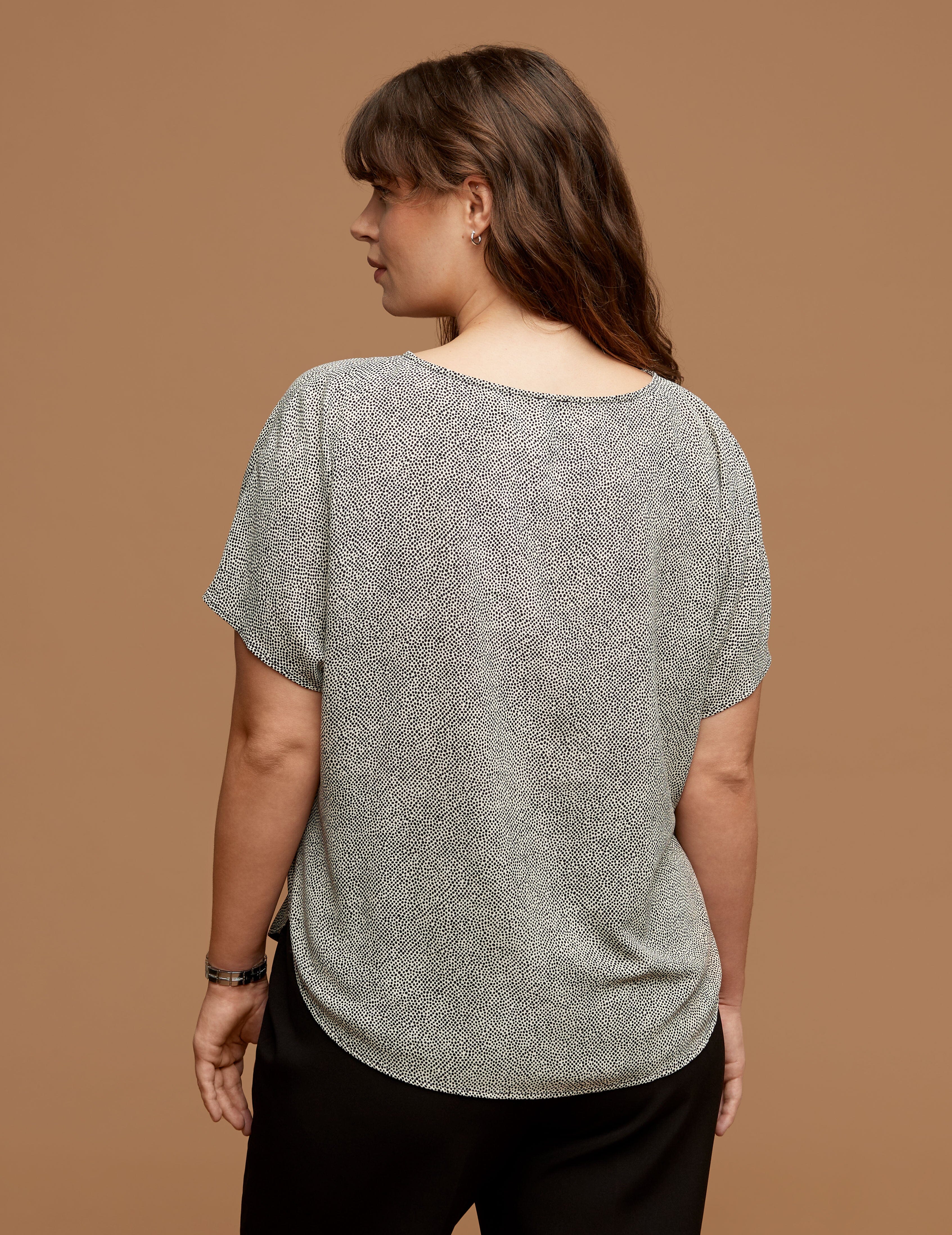 Plus Size Rambling Dot Bateu Blouse