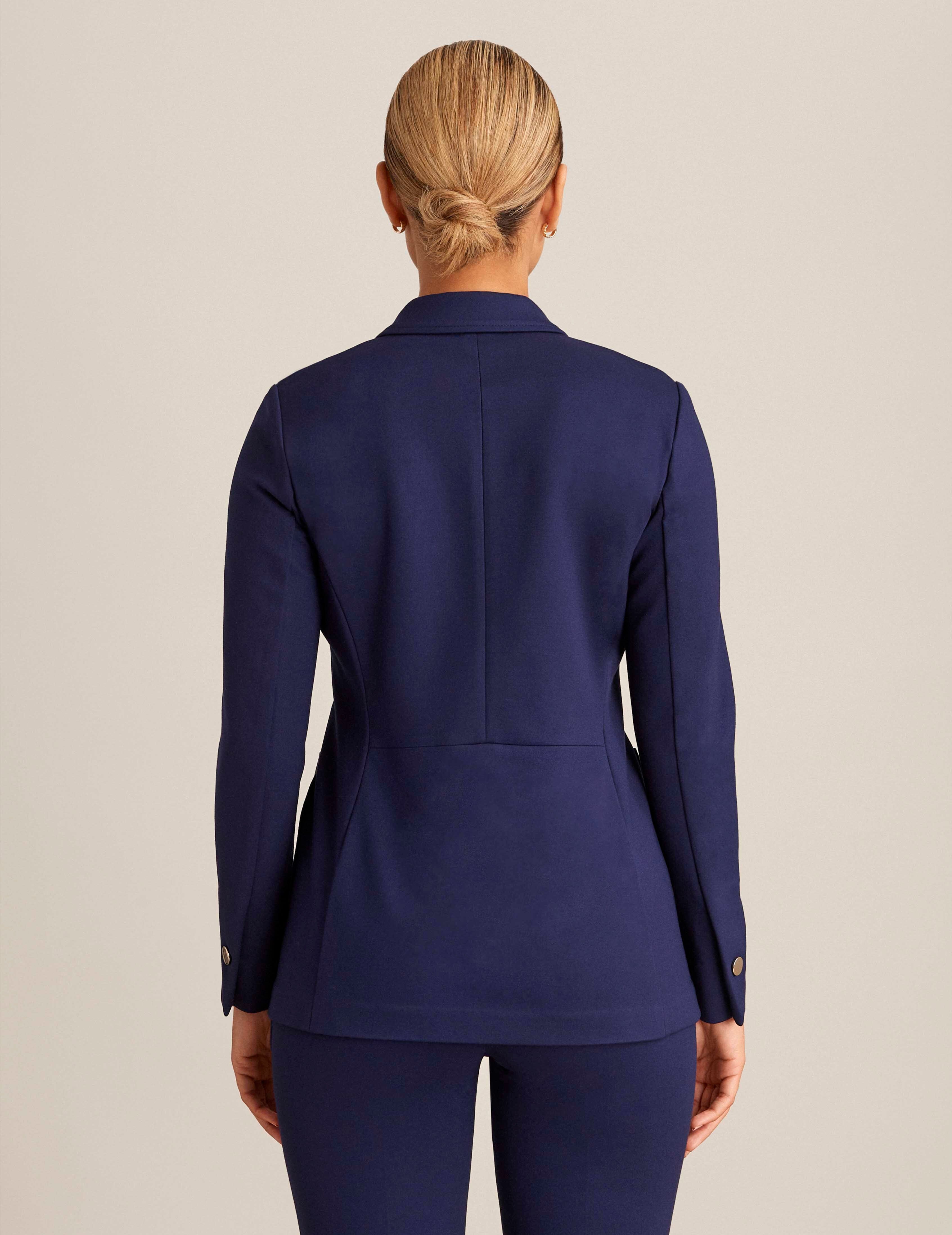 Compression Collection Faux Double Breasted Blazer With Patch Pockets