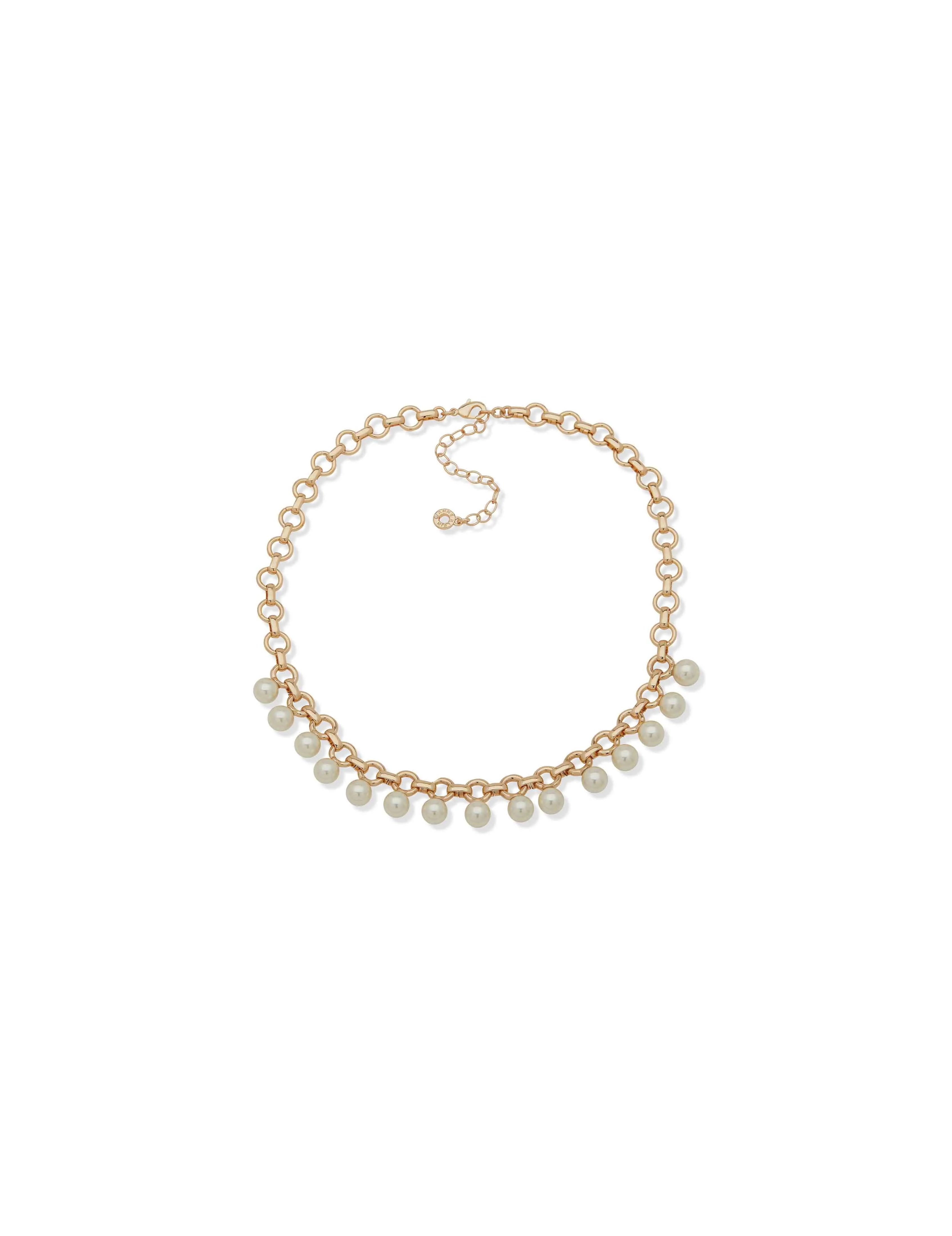 Imitation Pearl Rolo Chain Necklace
