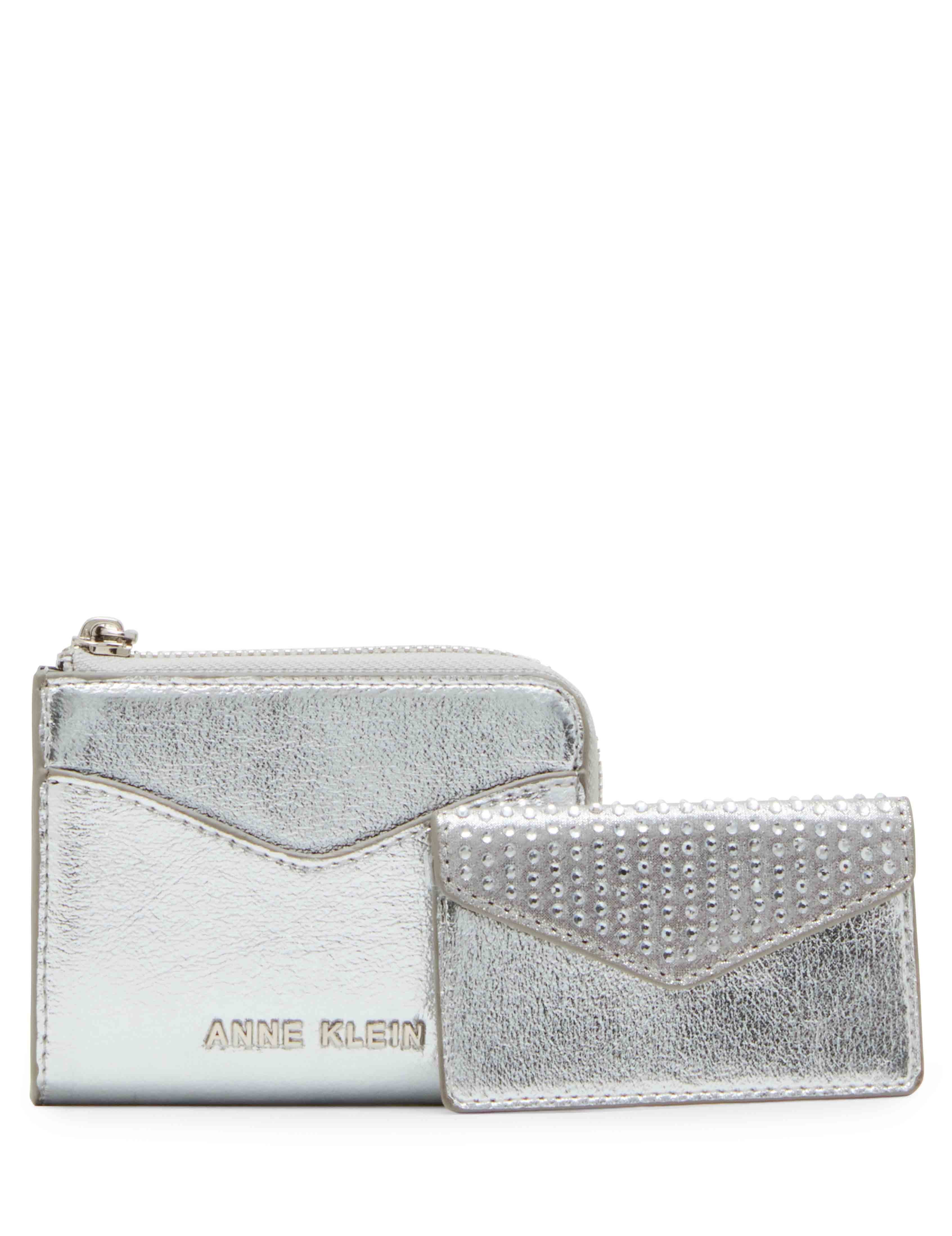 2 Piece Envelope Flap Curved Wallet With Rhinestones