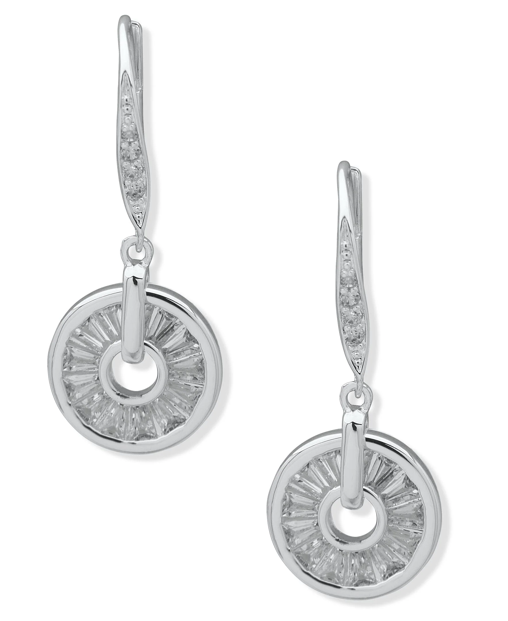 CZ Disc Drop Earrings