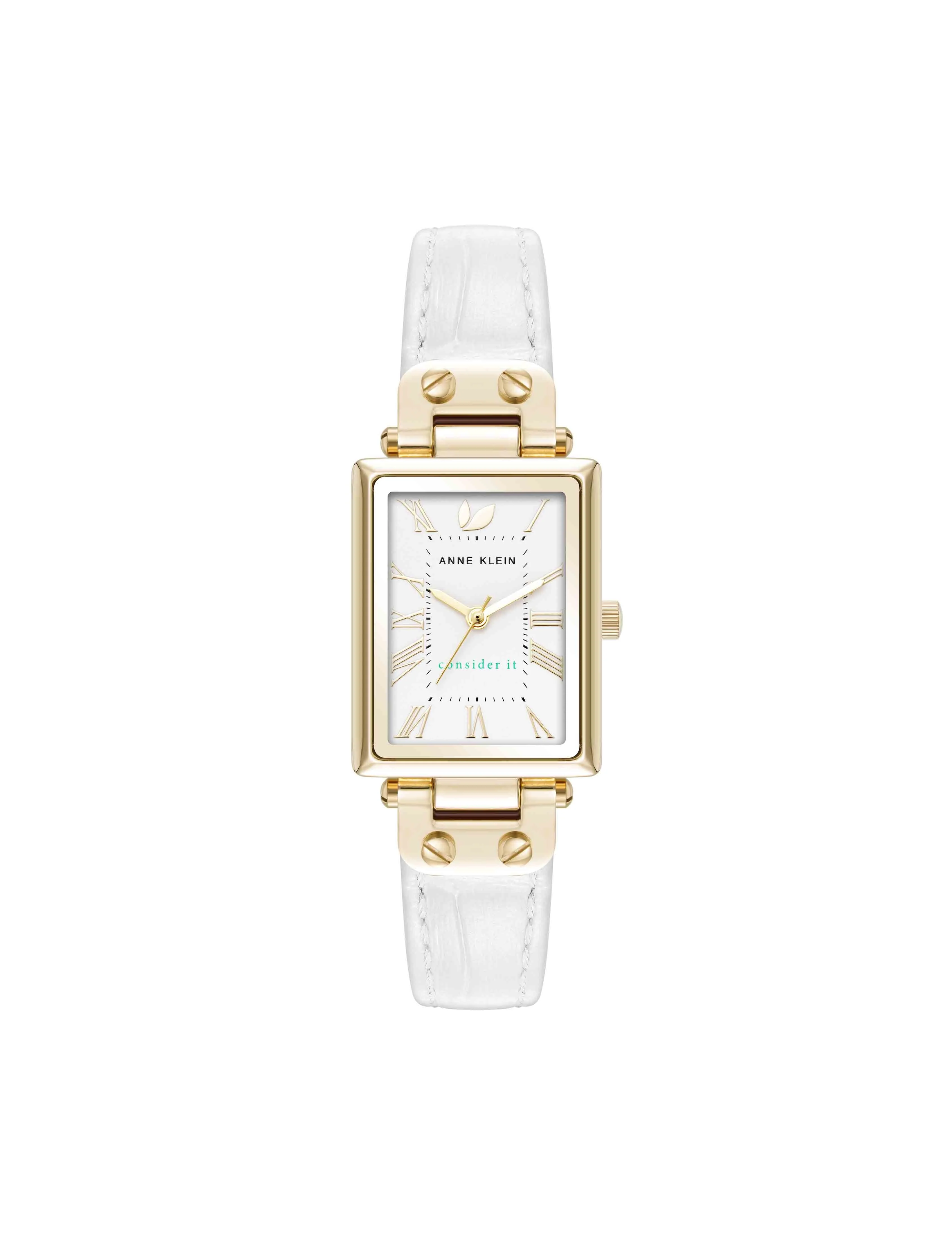 Consider It Rectangular Case Leather Watch