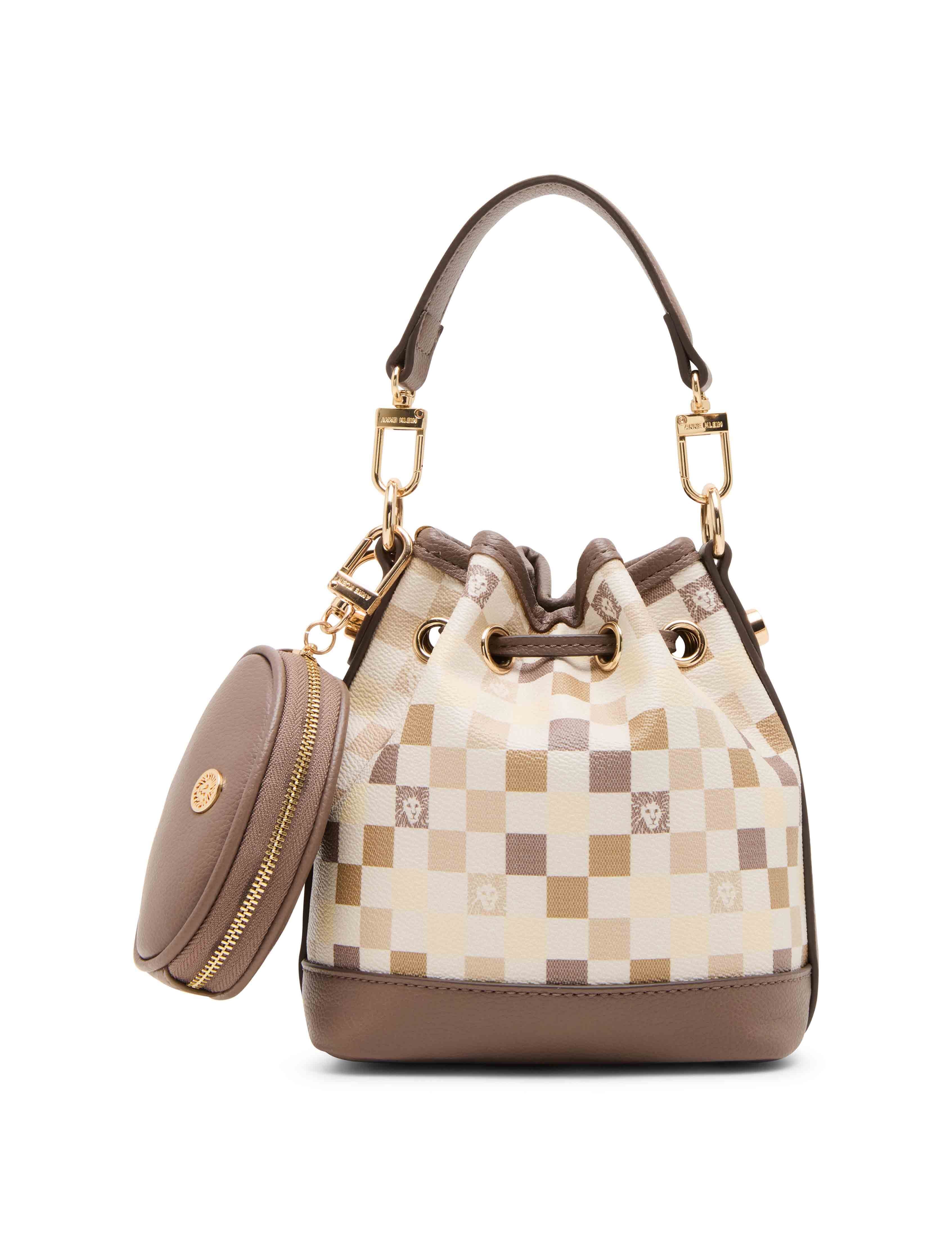 Graphic Tile Lion Logo Small Bucket with Crossbody Strap