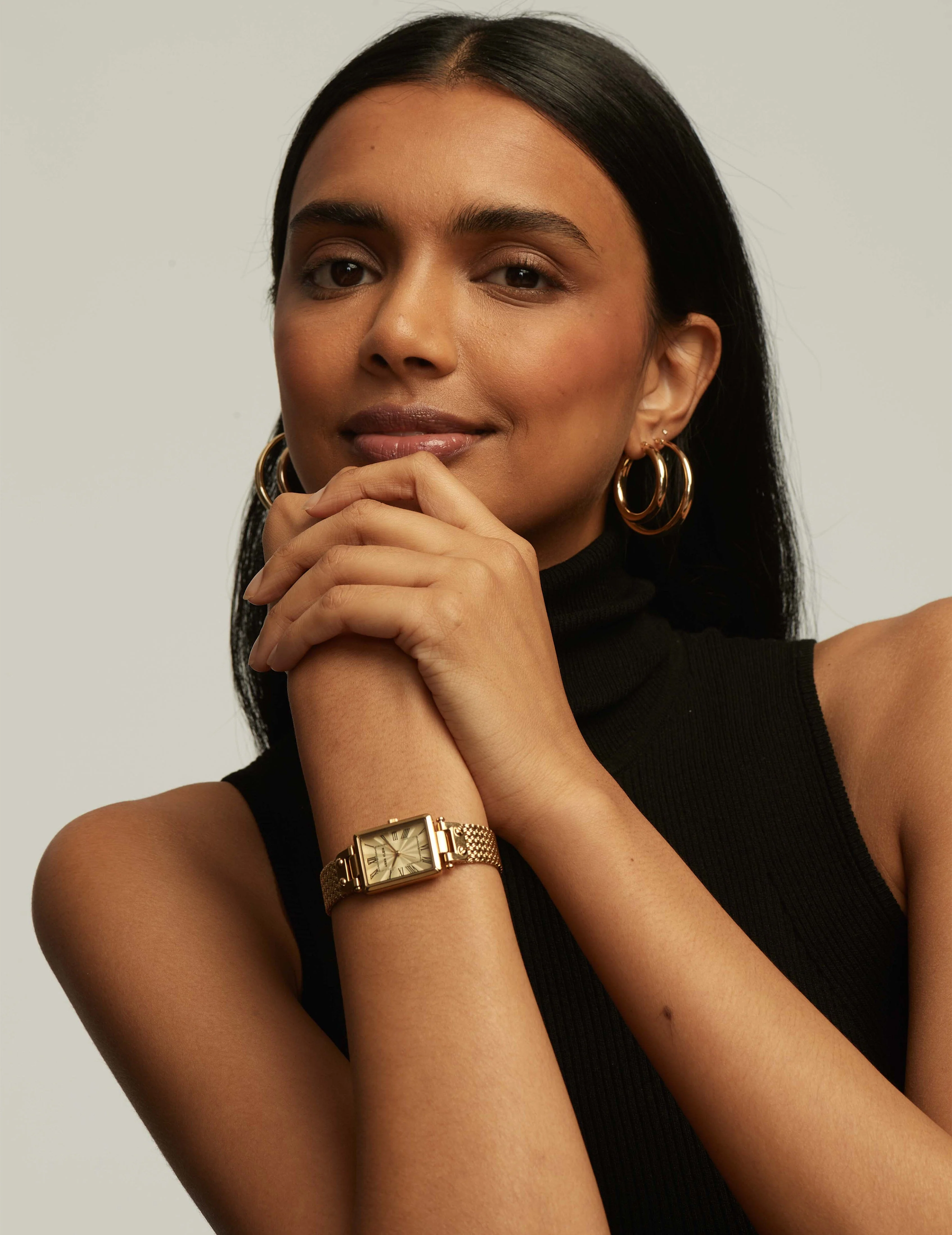 Gold-Tone Tubular Hoop Earrings