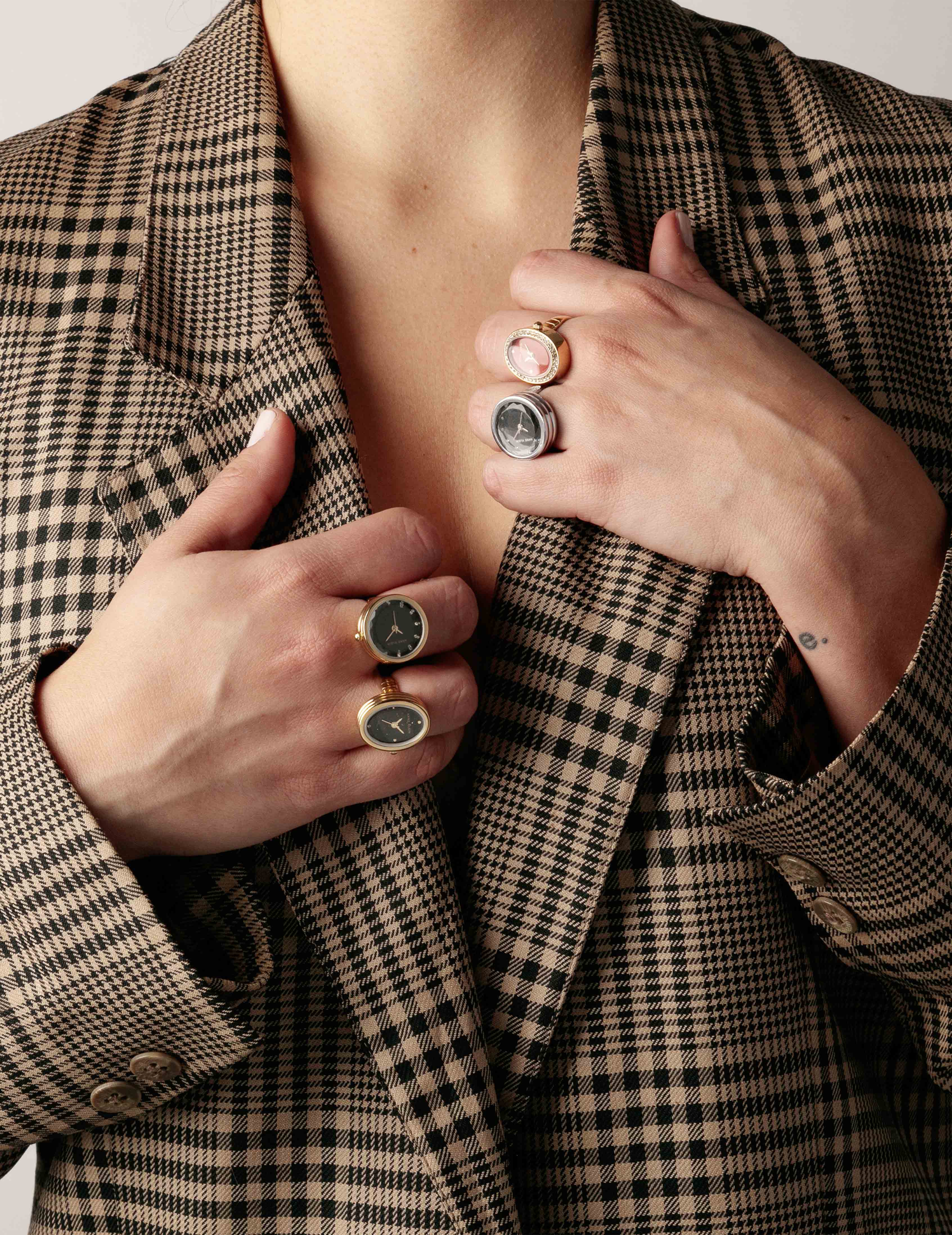 Faceted Crystal Ring Watch