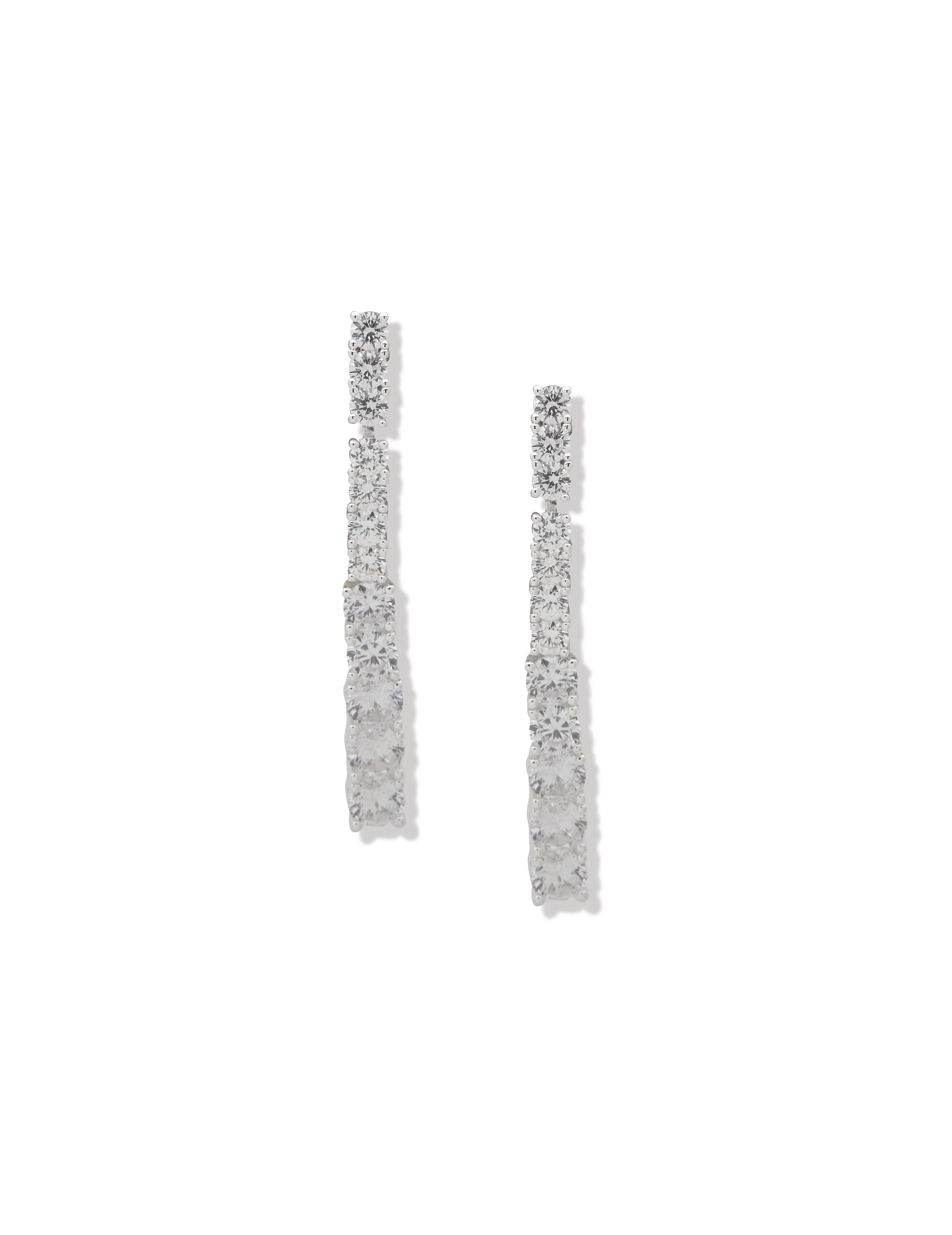 Prong Round Stone Linear Earrings