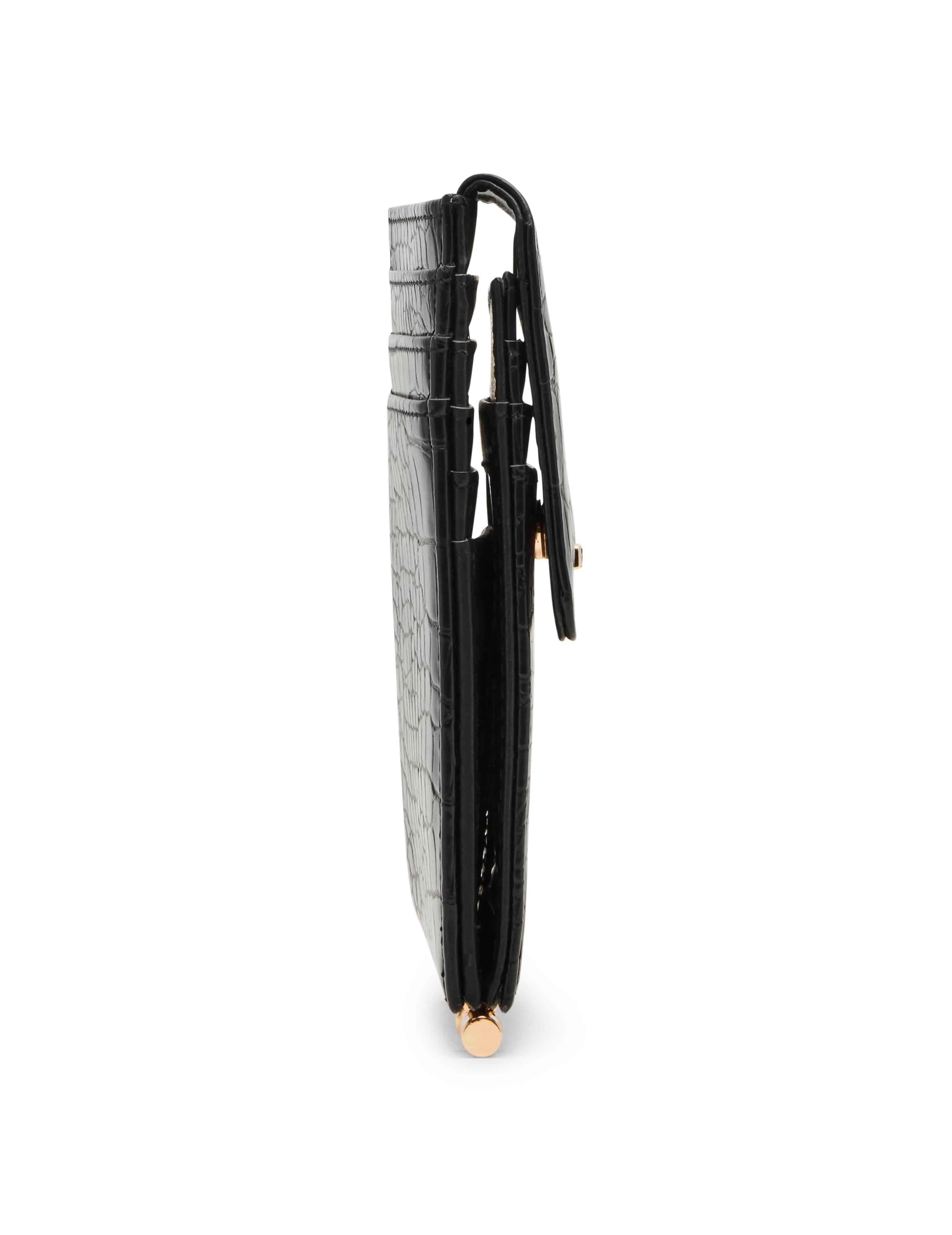 Embossed Crocodile Flap Wallet