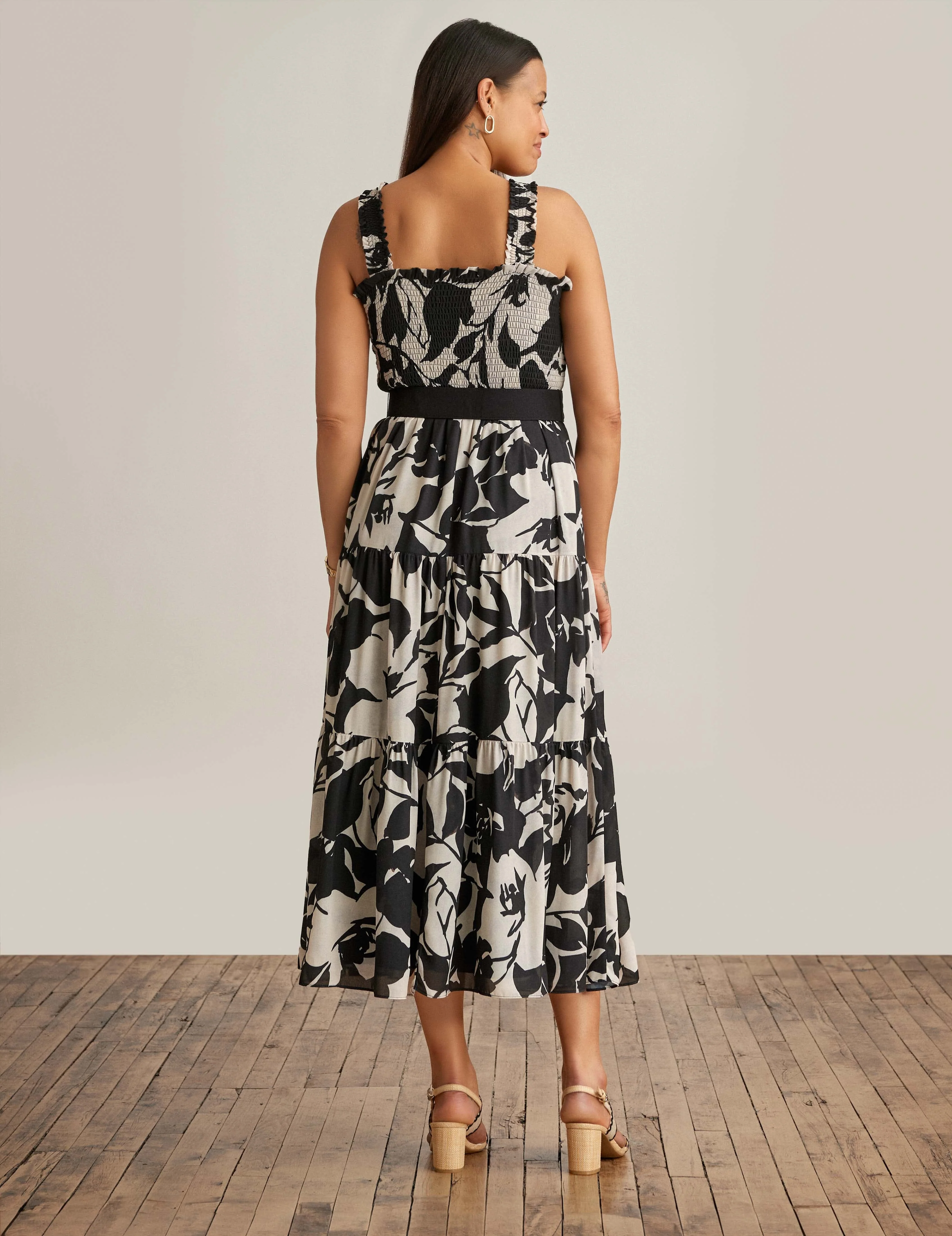 Smocked Bodice Midi Dress