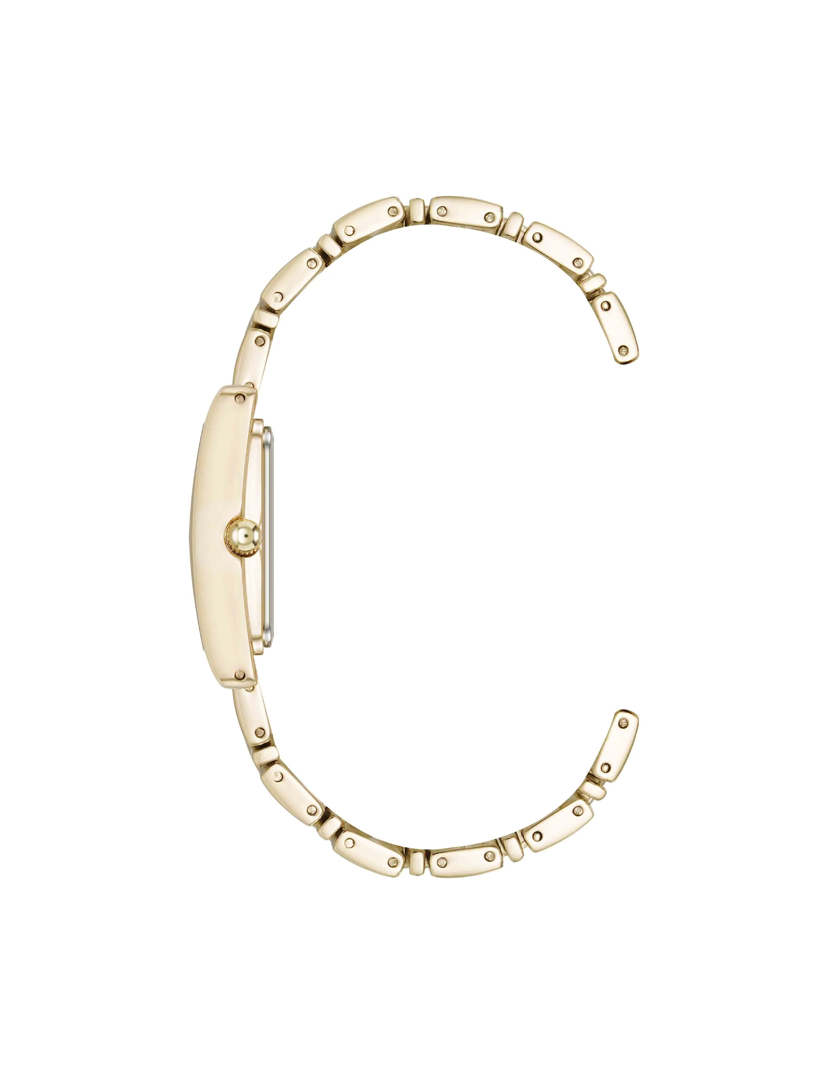 Premium Crystal Accented Grooved Link Bracelet Watch